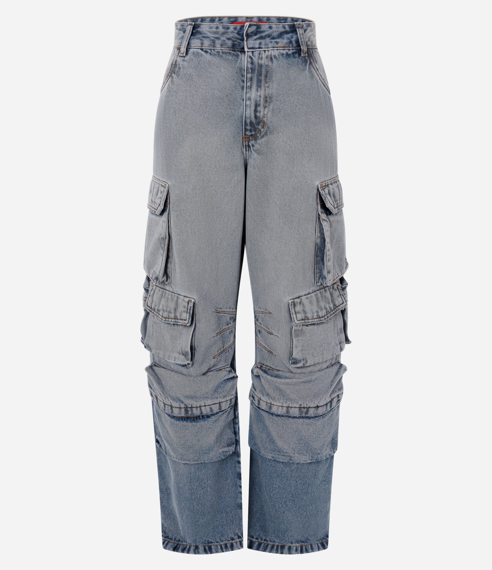 Calça Baggy Balloon em Jeans com Bolsos Cargo Azul 6