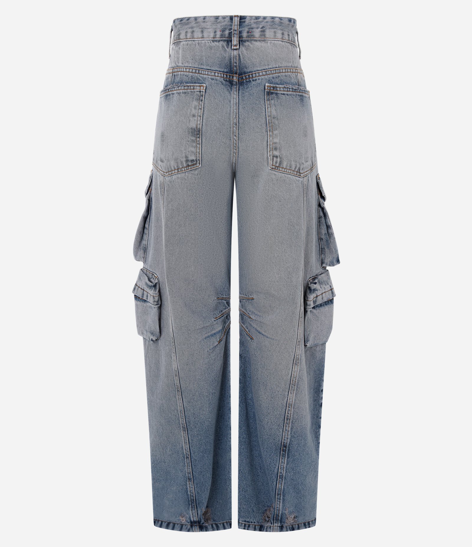 Calça Baggy Balloon em Jeans com Bolsos Cargo Azul 7
