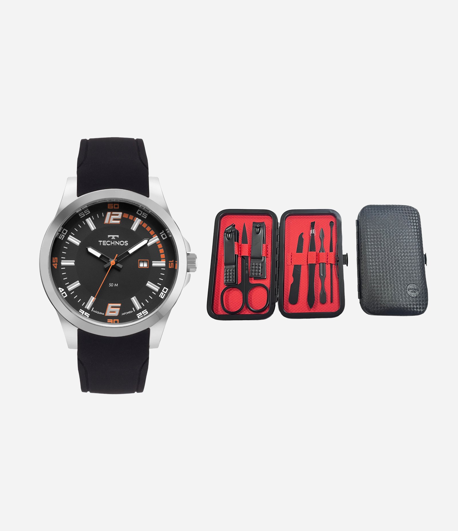 KIT Relógio Analógico Technos em Aço 2115KPT K2L Preto 5