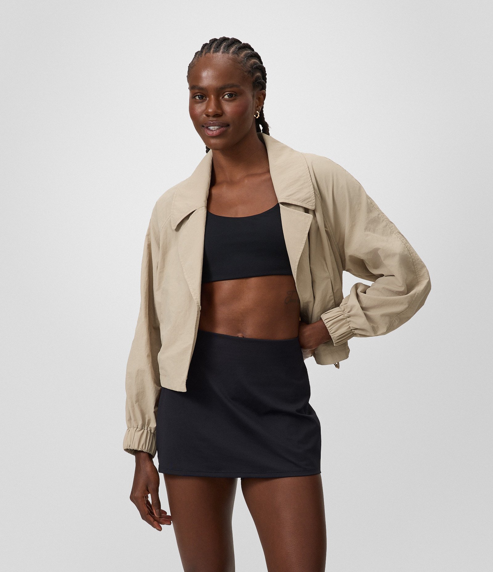 Short Saia Mini Esportivo em Microfibra com Cintura Alta Preto 1