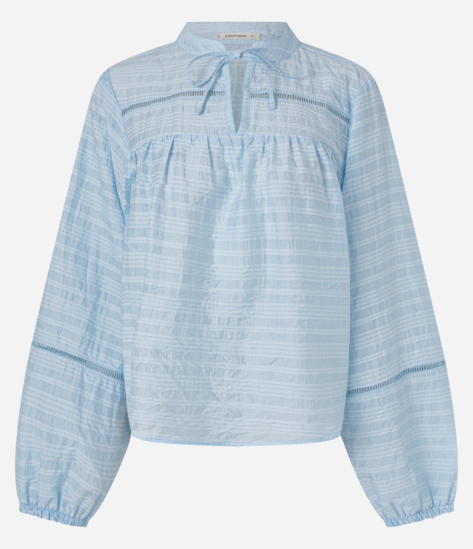 Blusa Bata em Viscose com Amarração no Decote Azul 5