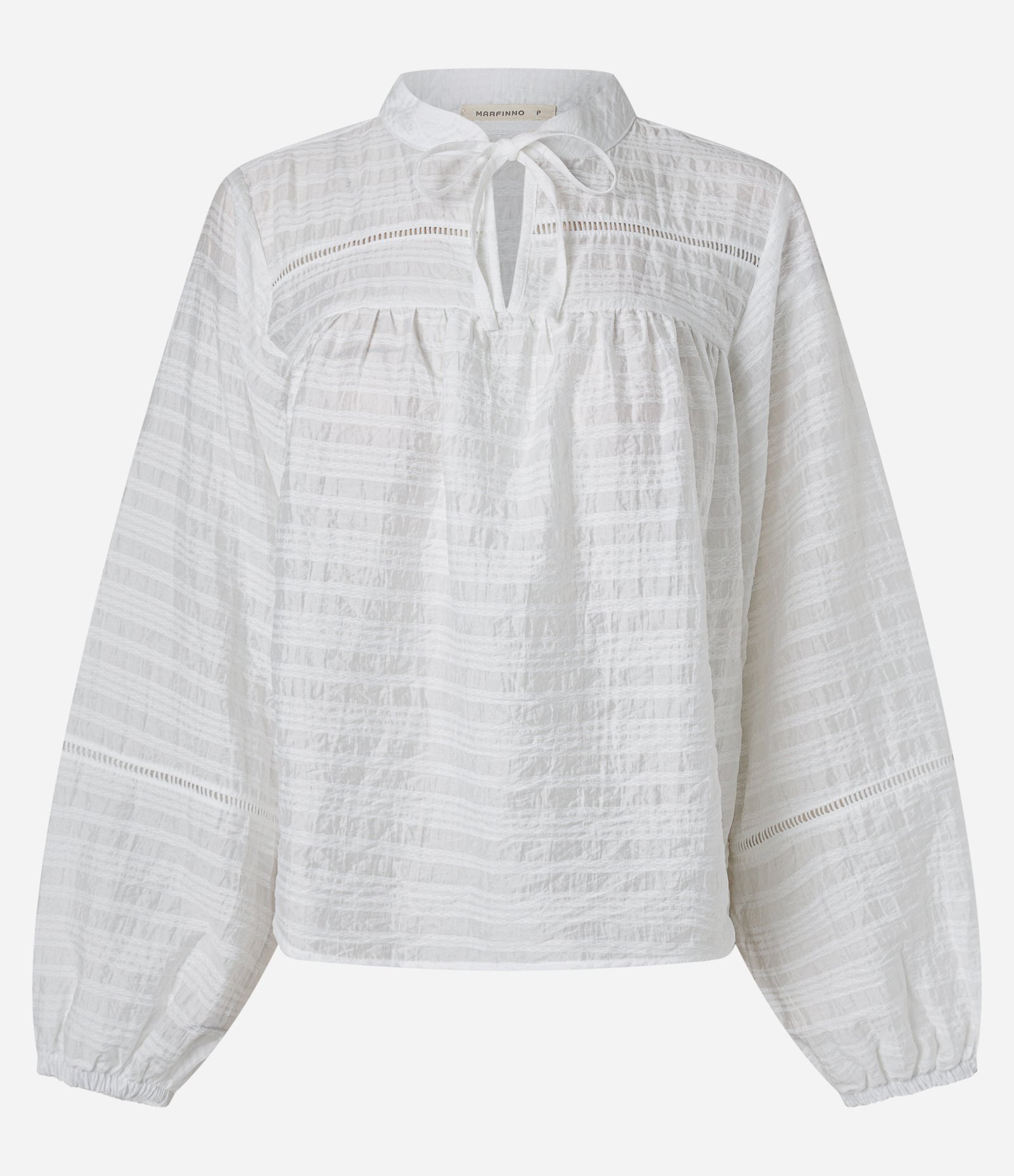 Blusa Bata em Viscose com Amarração no Decote Branco 4