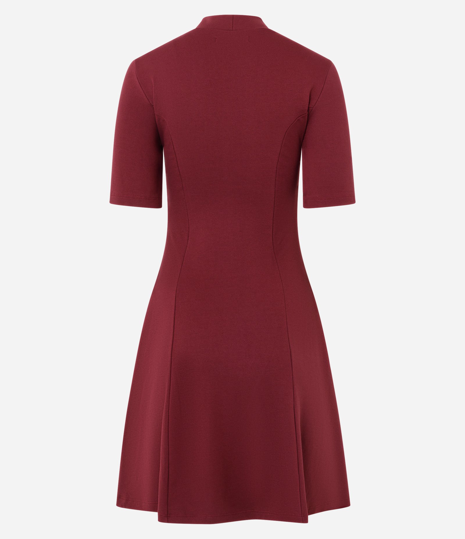 Vestido Em Viscose Evasê com Cinto Fino e Gola Alta Vermelho 6