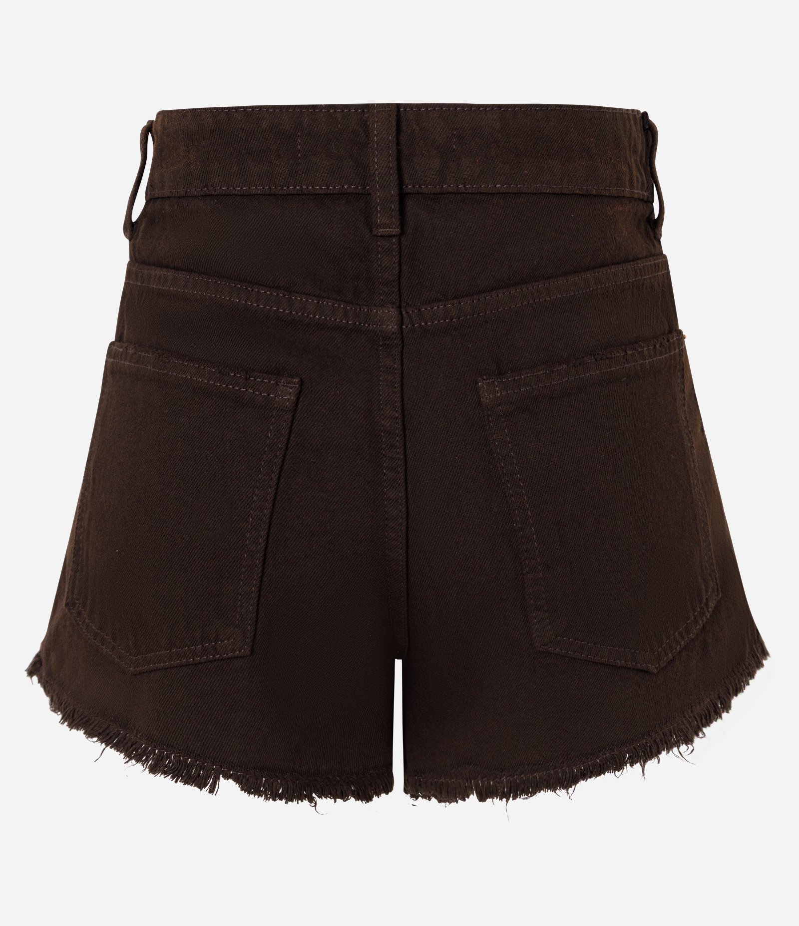 Short Praia em Sarja com Puídos e Lenço Decorativo Marrom 3