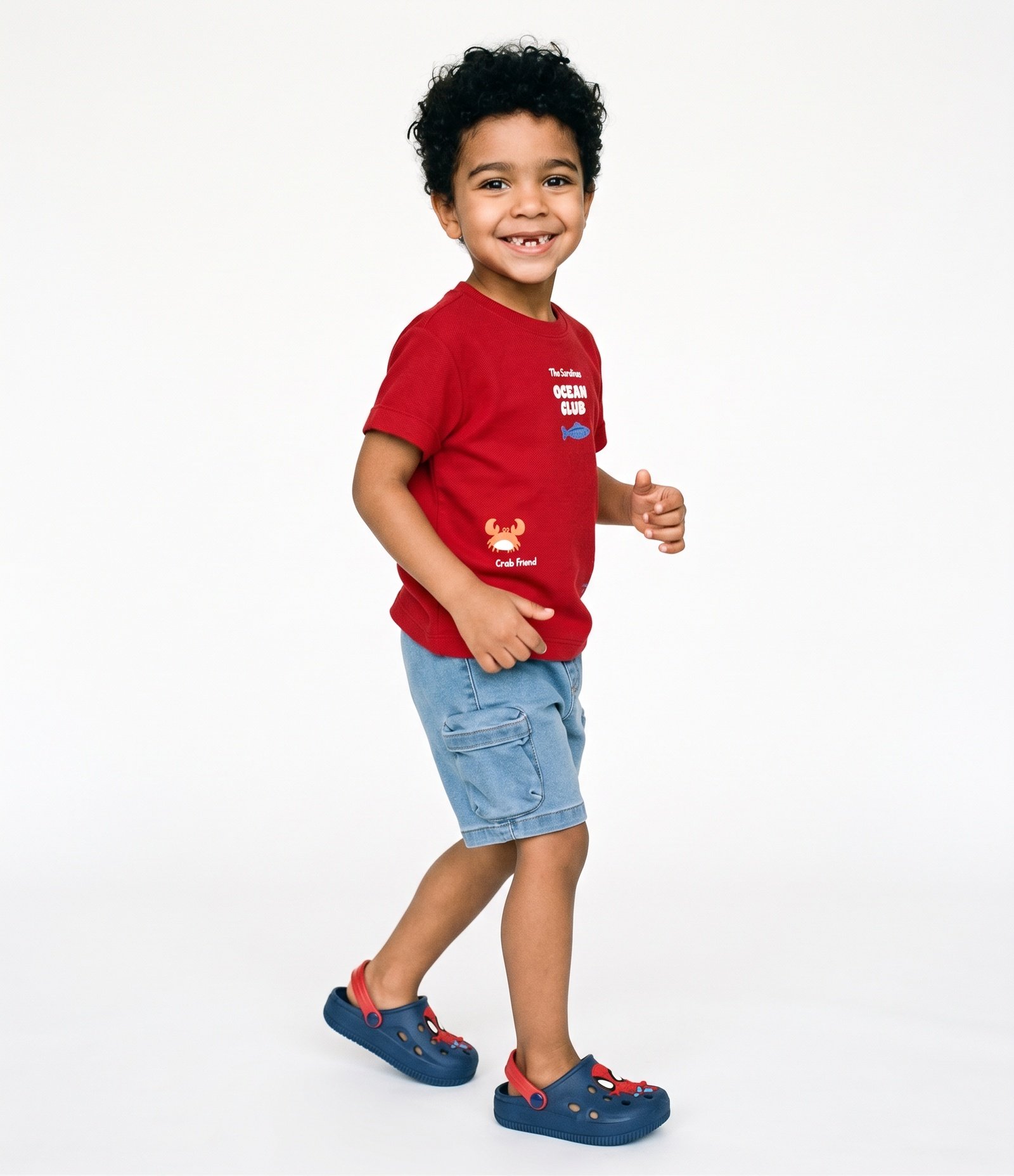 Camiseta Infantil Em Algodão Texturizada Ocean Club - Tam 1 a 6 Anos Vermelho 2