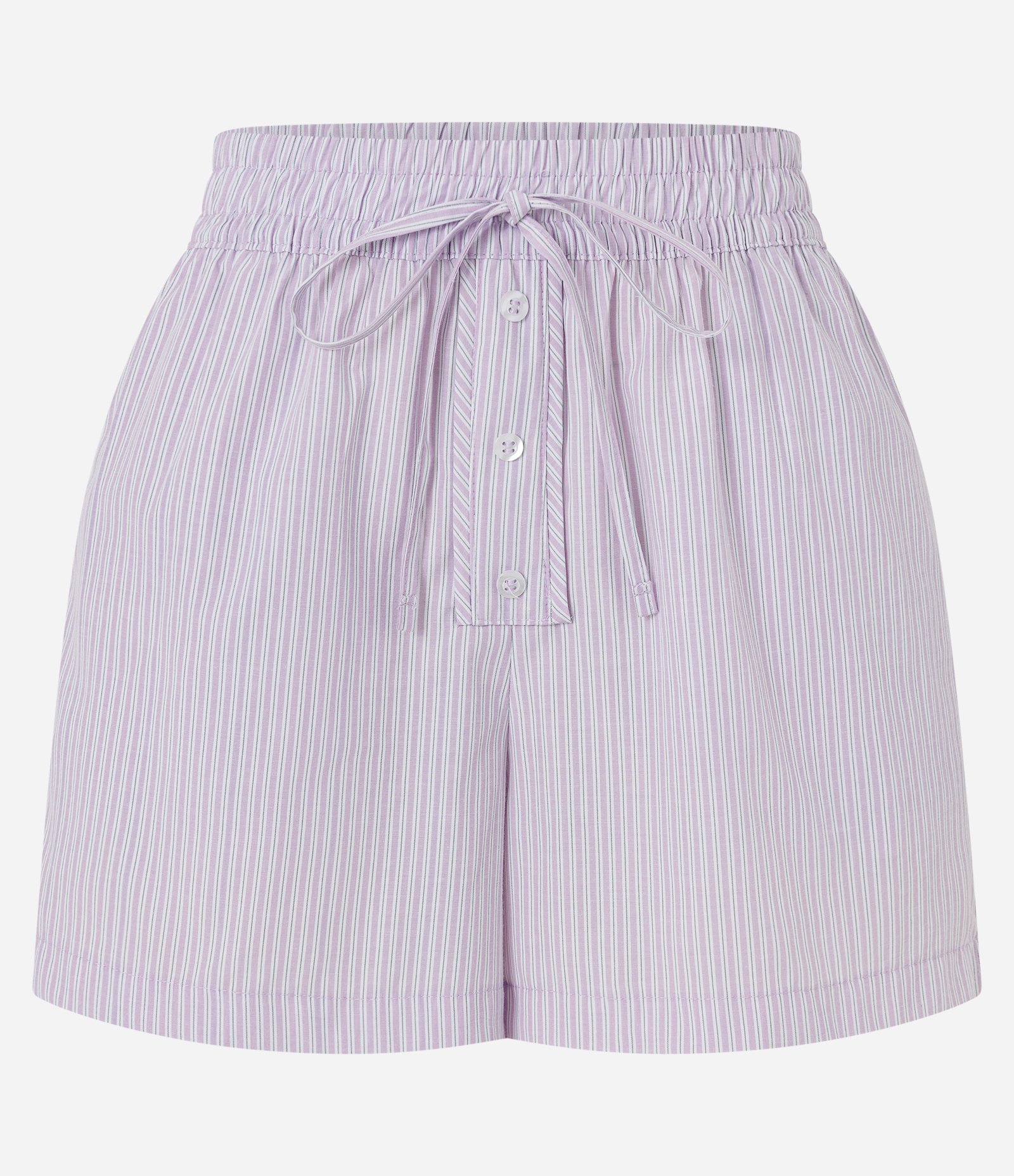 Short em Tricoline Listrado com Cós Elástico Lilás 6