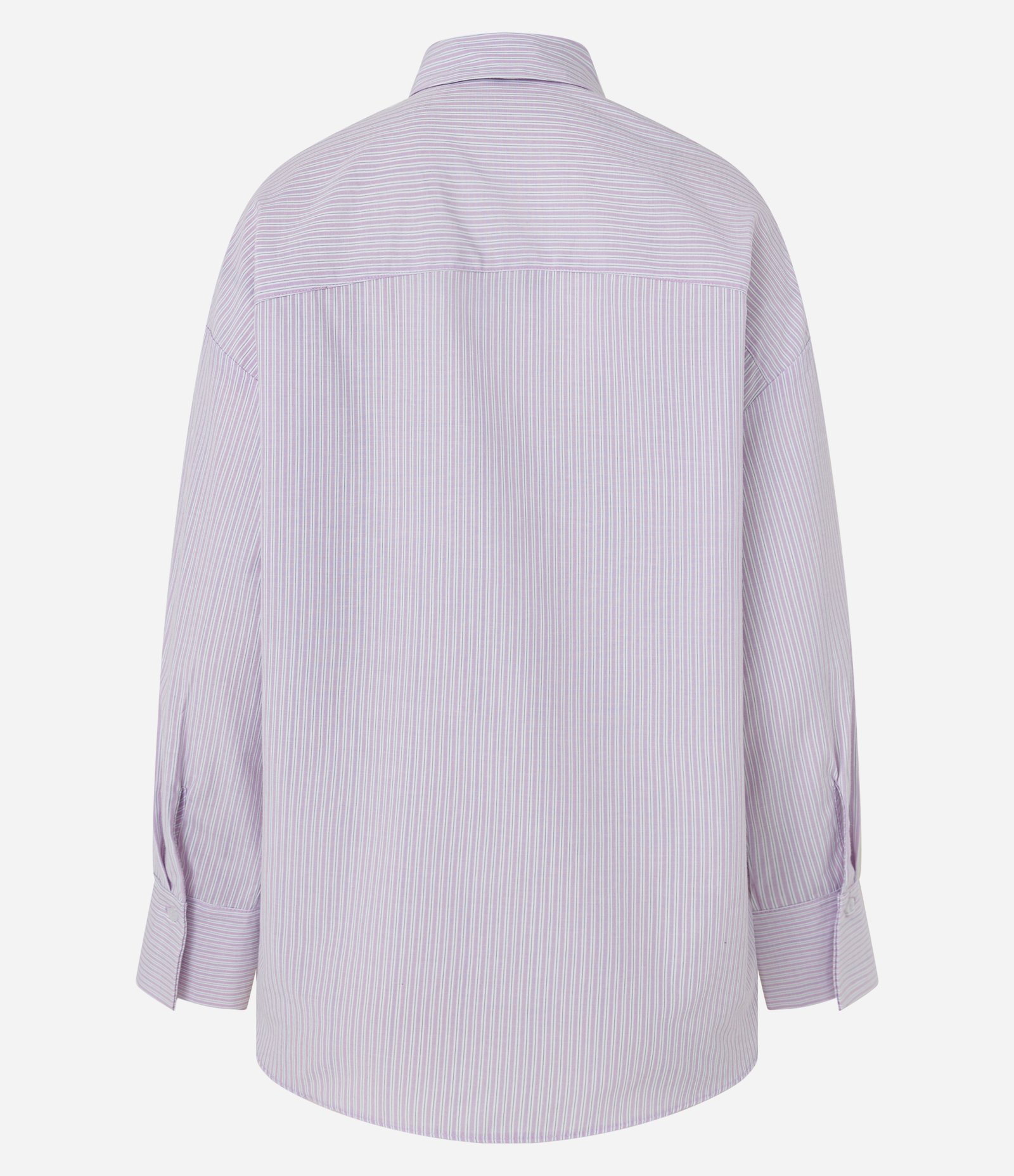Camisa Oversized em Tricoline com Estampa Listrada Lilás 6