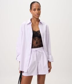 Camisa Oversized em Tricoline com Estampa Listrada