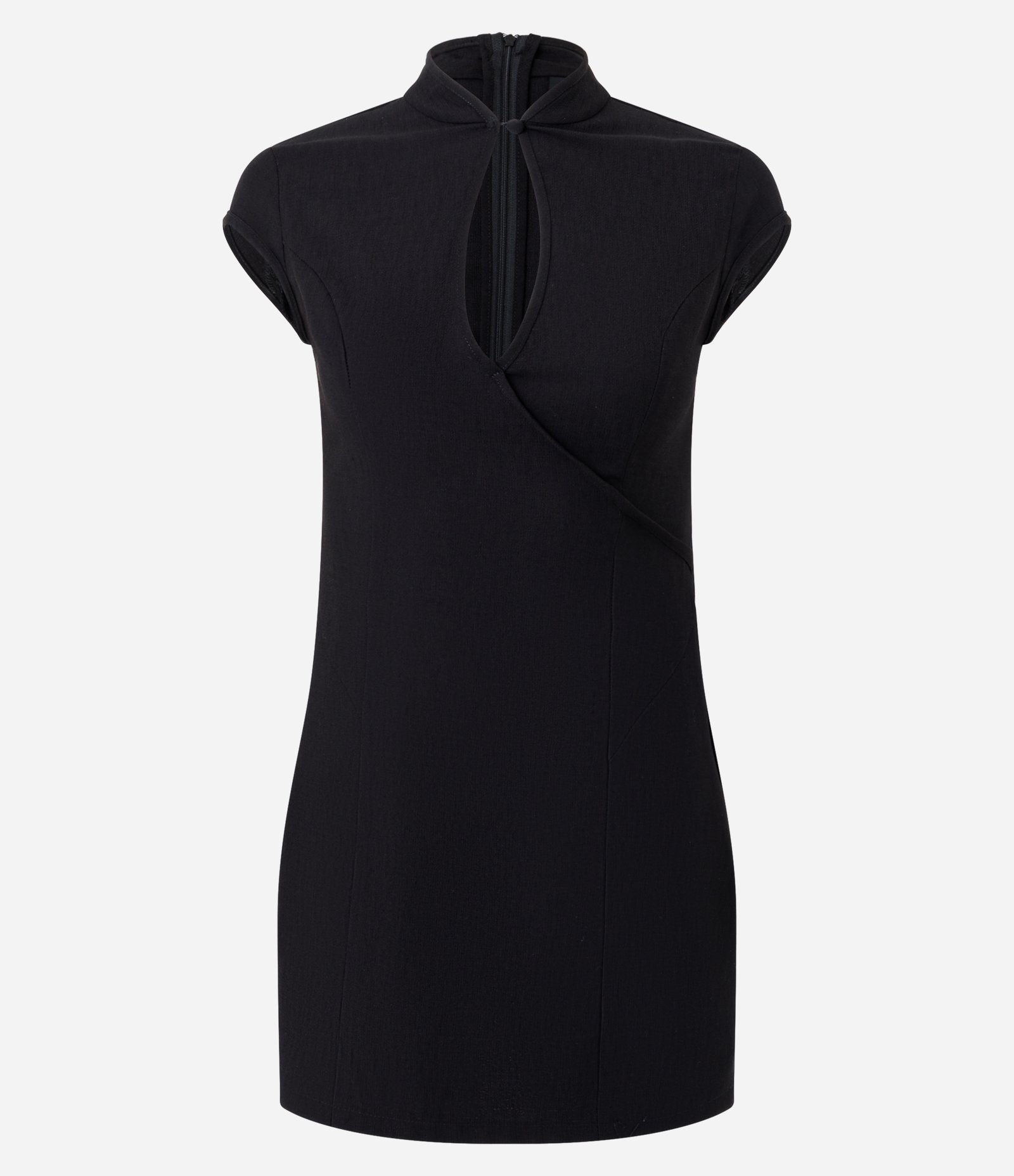 Vestido Alfaiatado com Decote Cruzado e Fechamento Oriental Preto 5