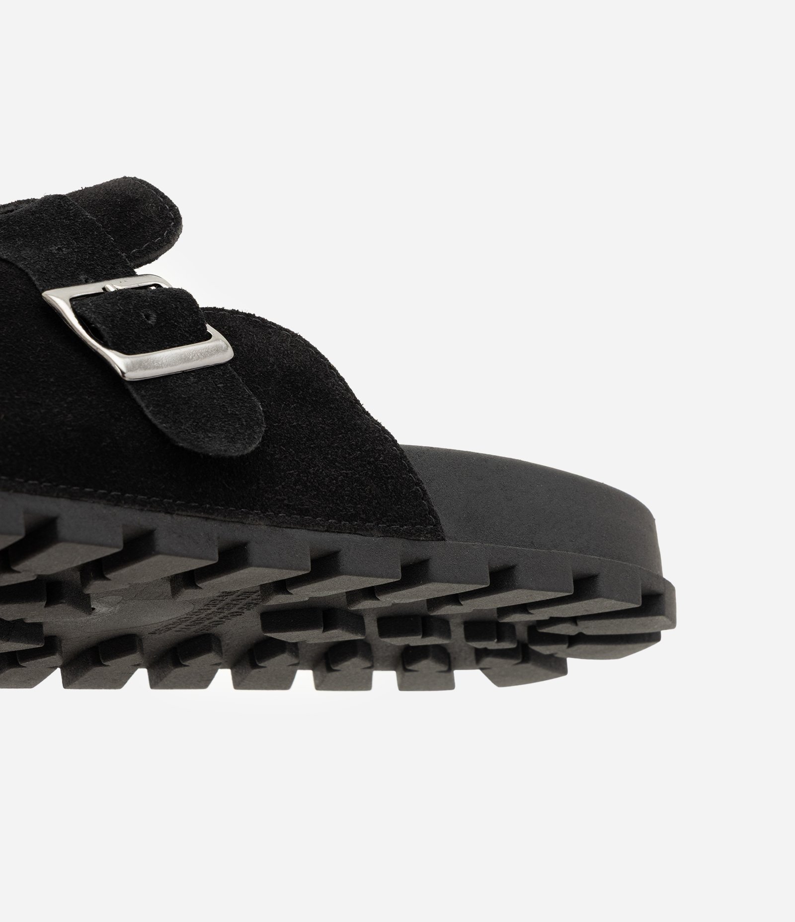 Chinelo Mule em Couro Camurça com Fivela Preto 6