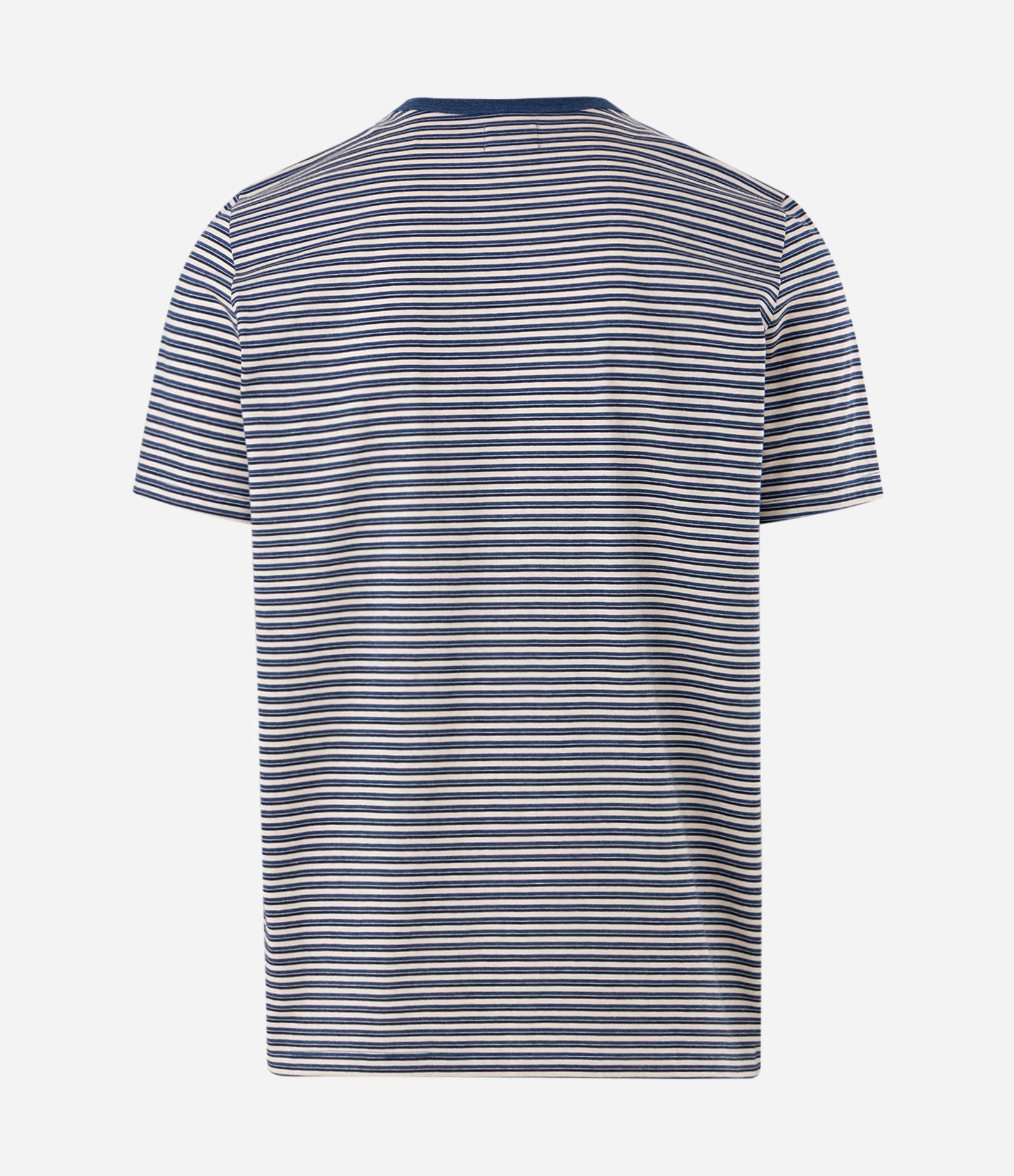 Camiseta em Algodão Peruano com Listras Horizontais e Gola Contrastante Bege 6