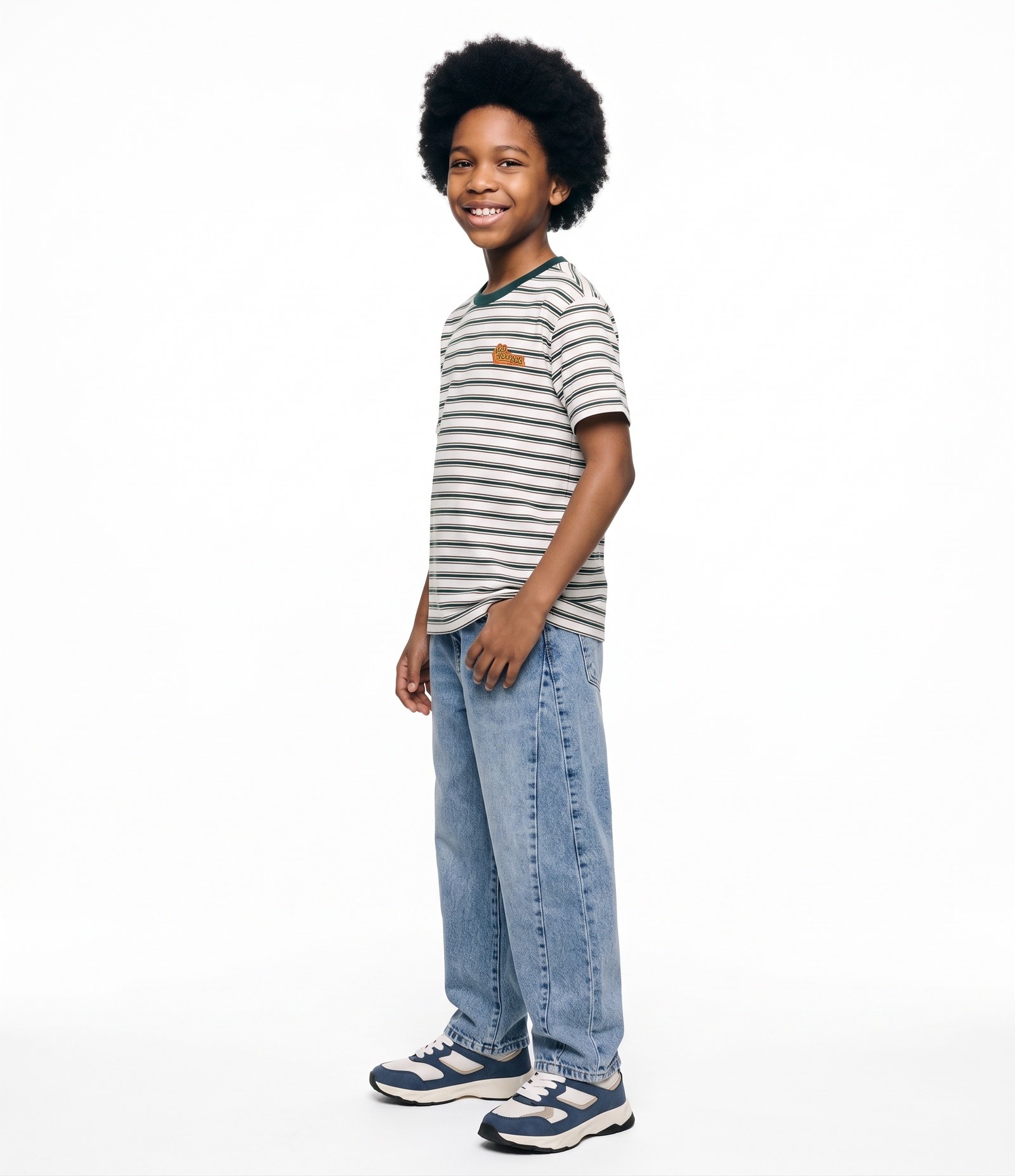 Camiseta Infantil com Estampa Listrada - Tam 5 a 14 Anos Branco 2