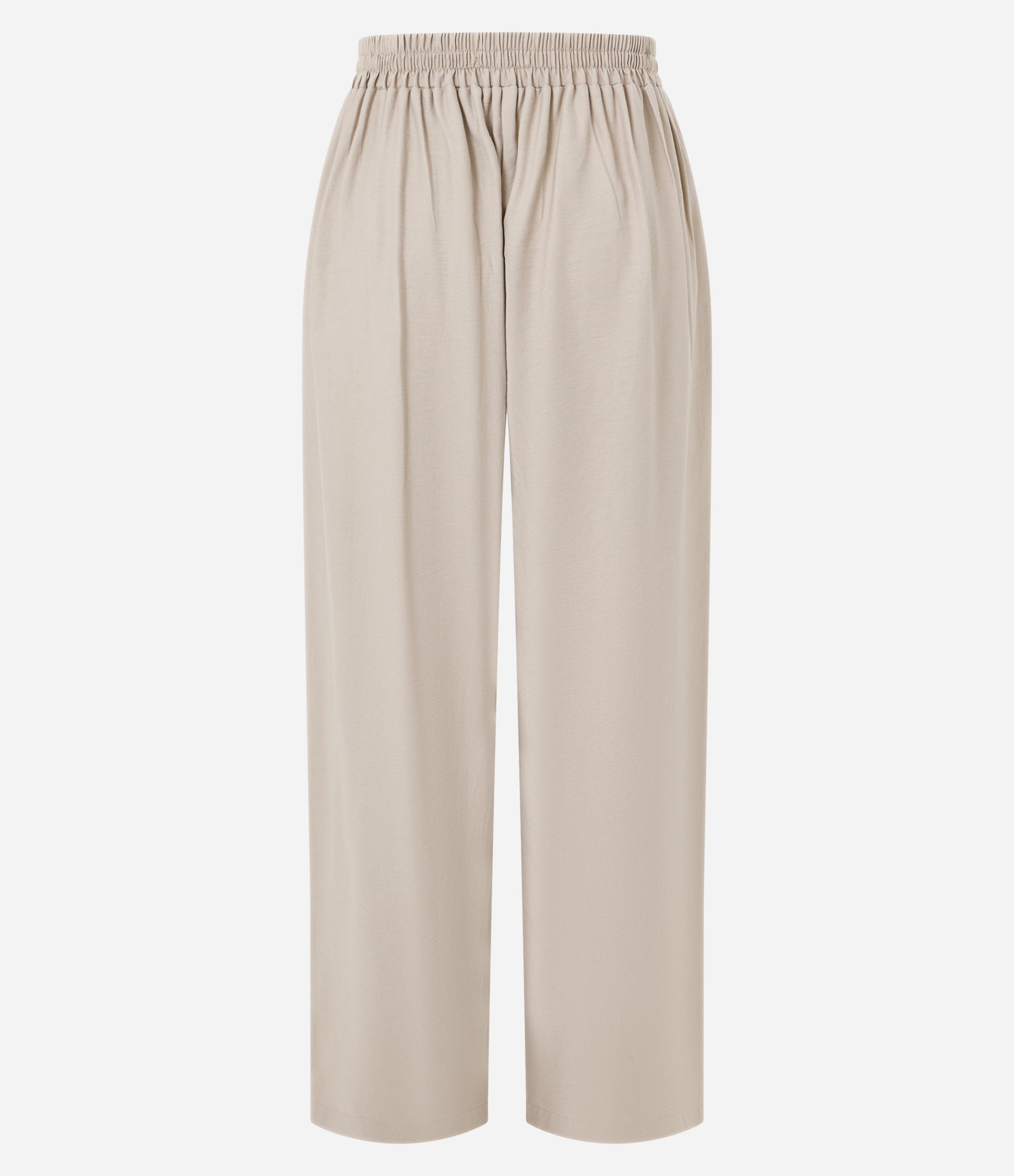 Calça Pantalona com Amarração na Cintura e Recortes Sobrepostos Bege 6