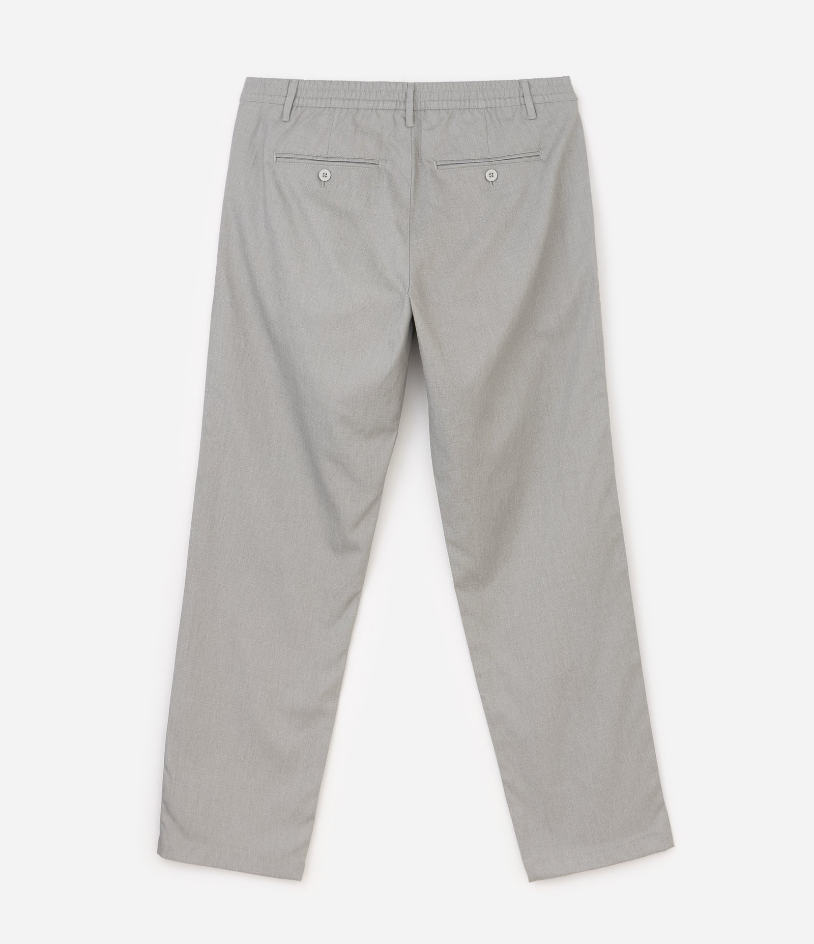 Calça Reta Oxford com Cós Cinza 6