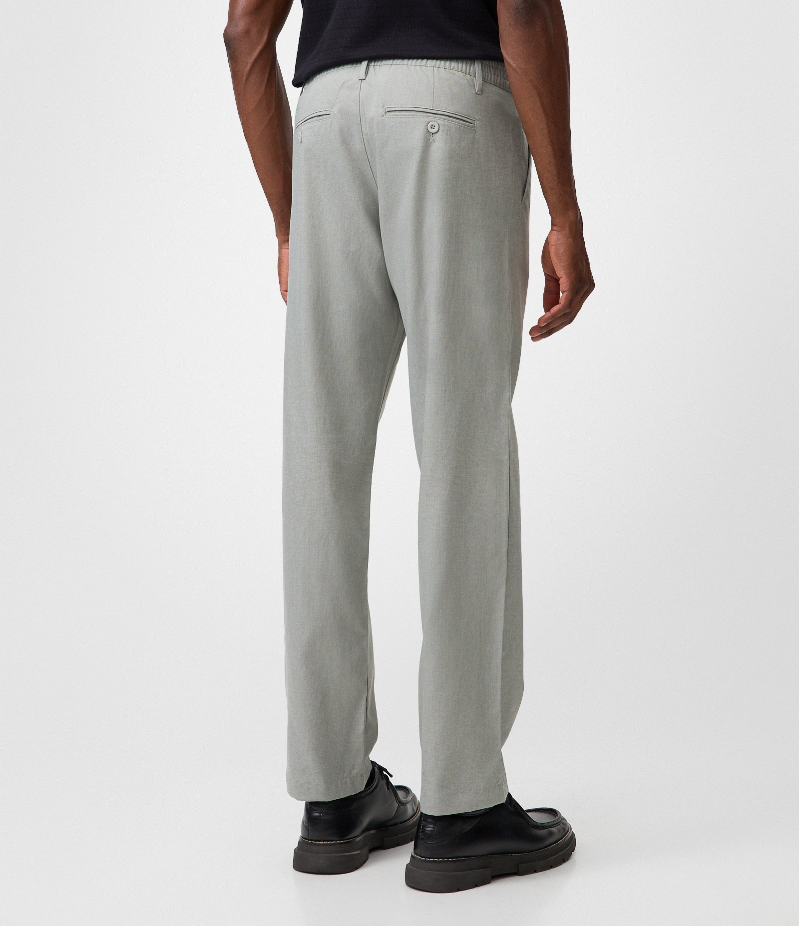 Calça Reta Oxford com Cós Cinza 3