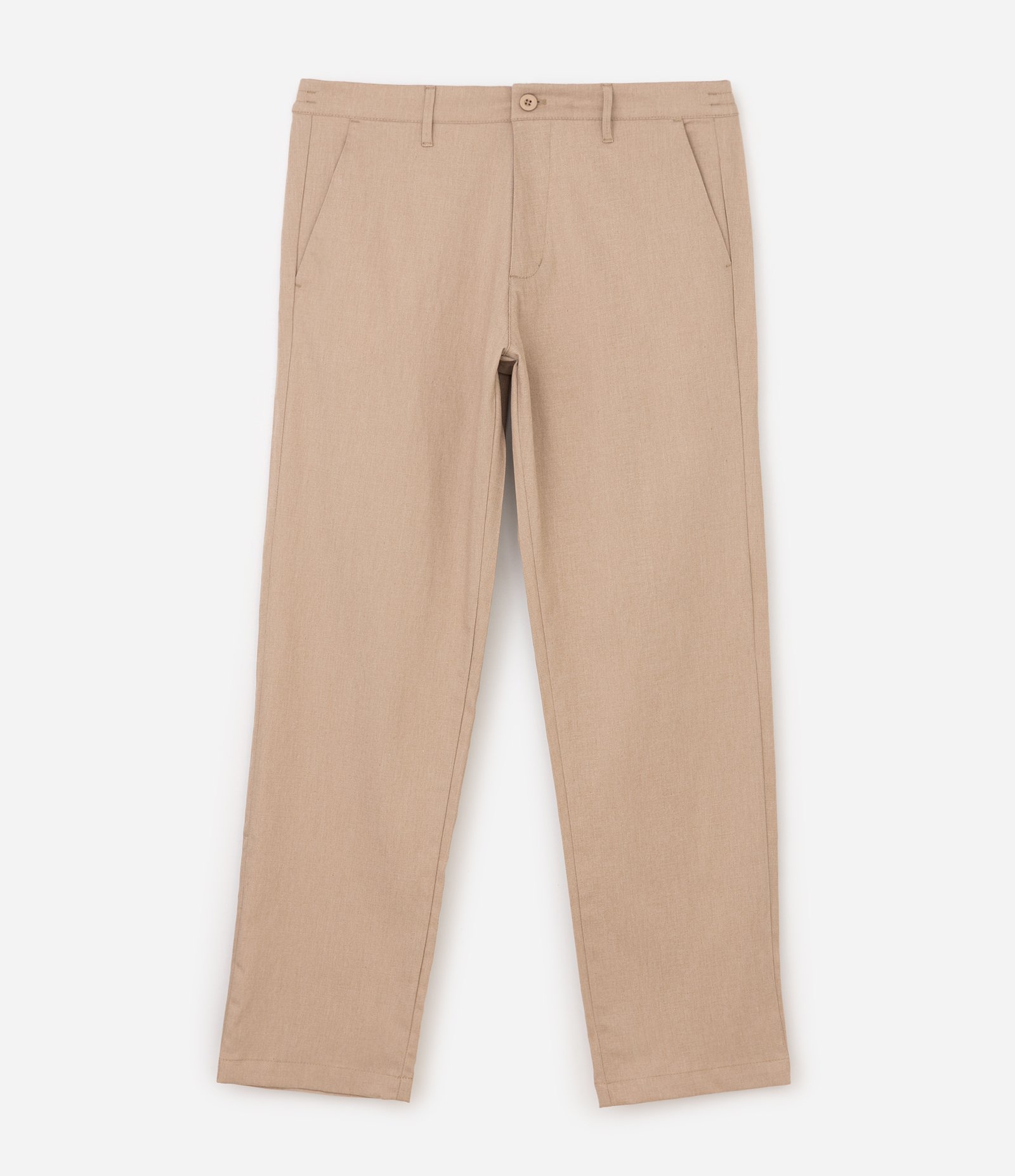 Calça Reta Oxford com Cós Bege 5
