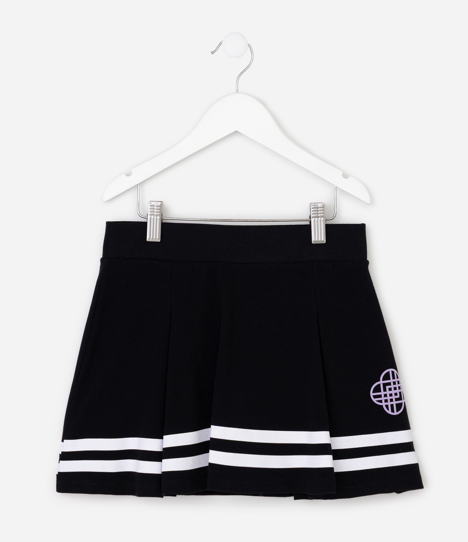 Short Saia Infantil Em Cotton K Pop Demon Hunters Listras na Barra - Tam 5 a 14 Anos Preto 1
