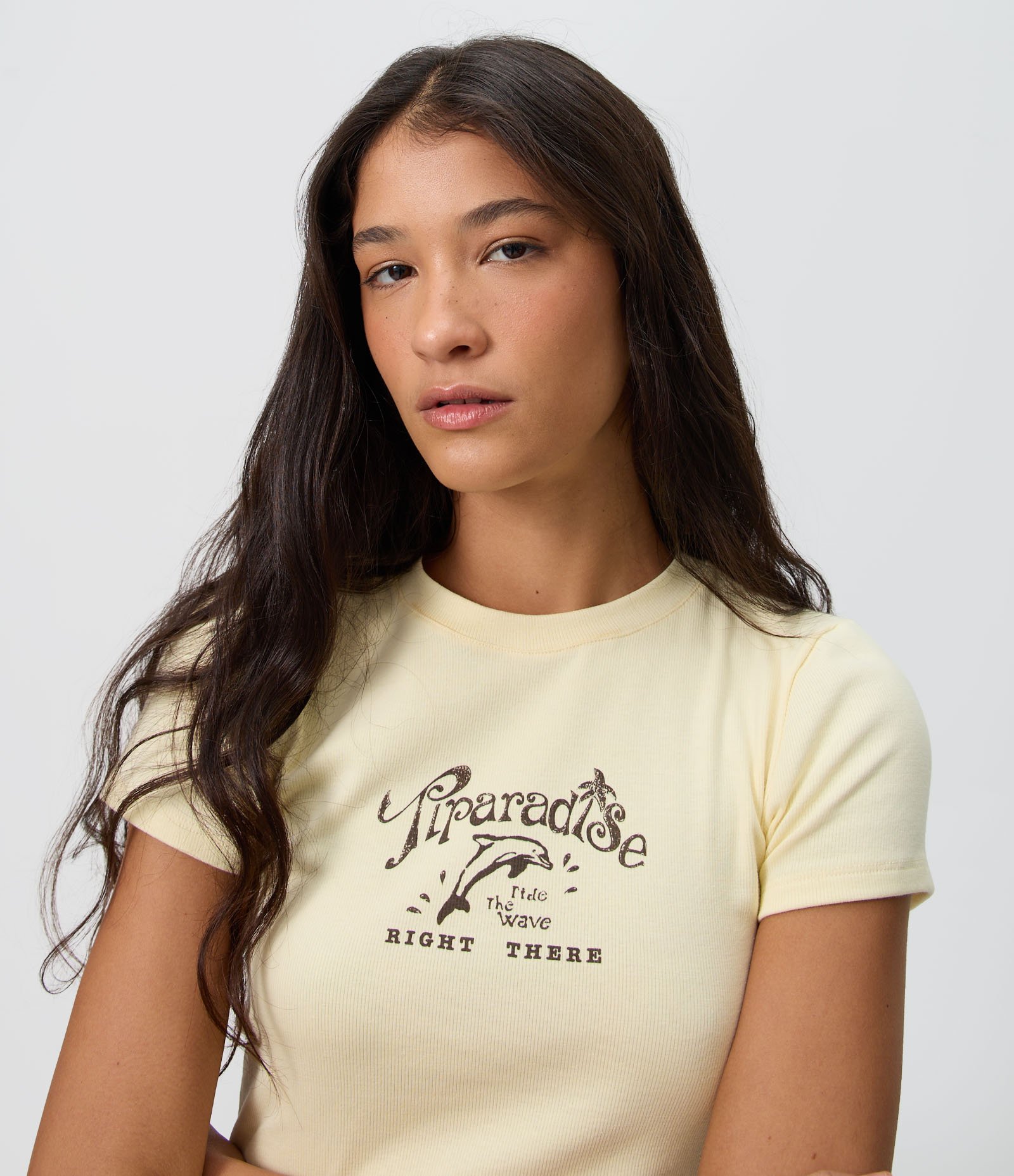 Blusa Baby Look Estampada com Lettering Tiparadise Amarelo Claro 3