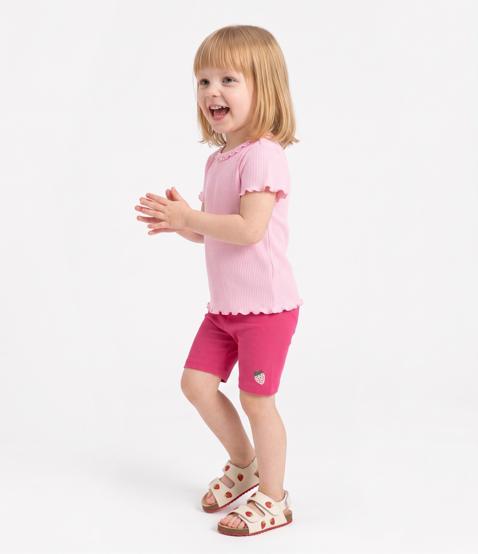 Short Infantil Ciclista com Moranguinho - Tam 1 a 6 Anos Rosa 2