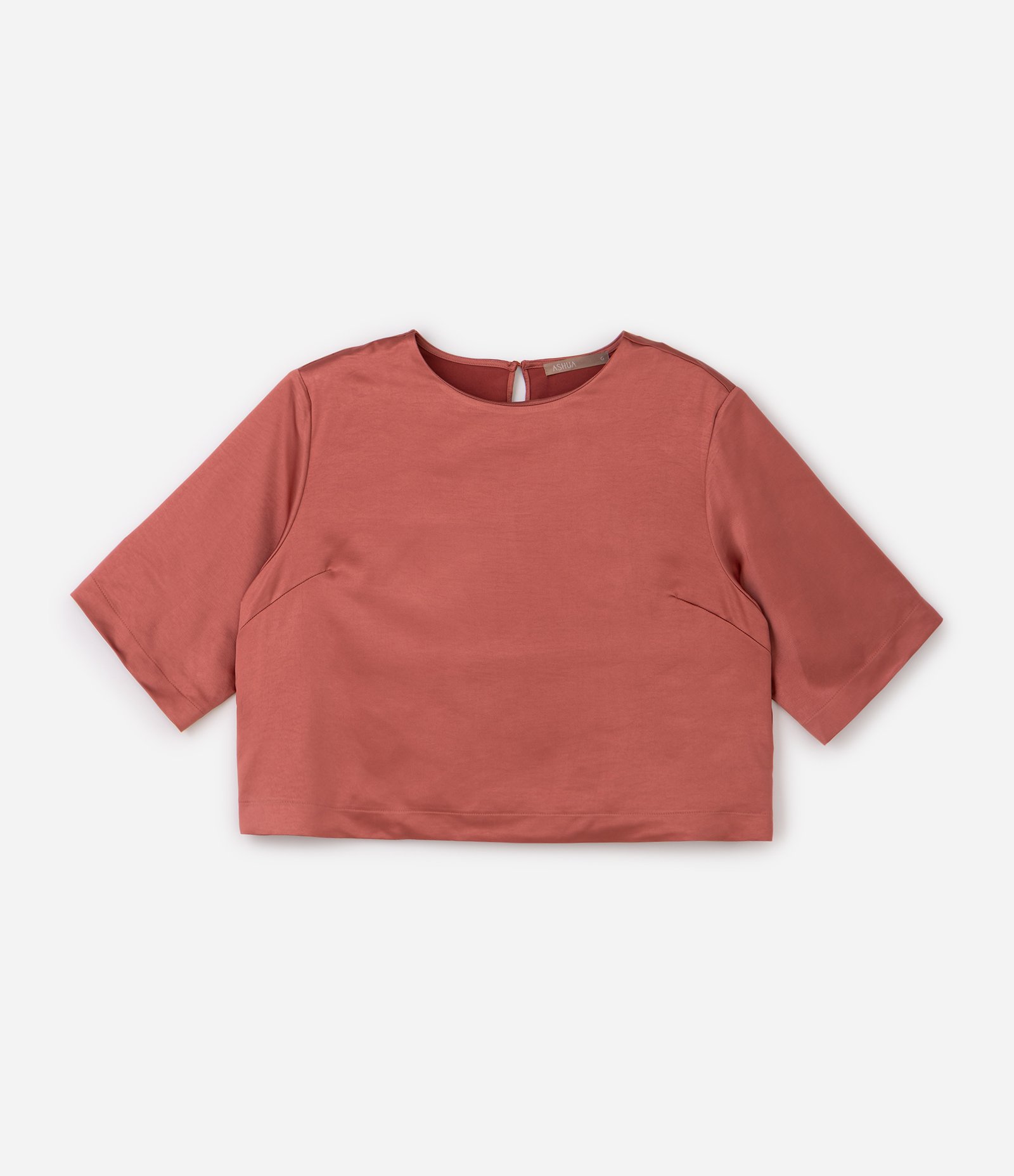 Blusa em Cetim com Ombreiras e Gota nas Costas Curve & Plus Size Salmão 5