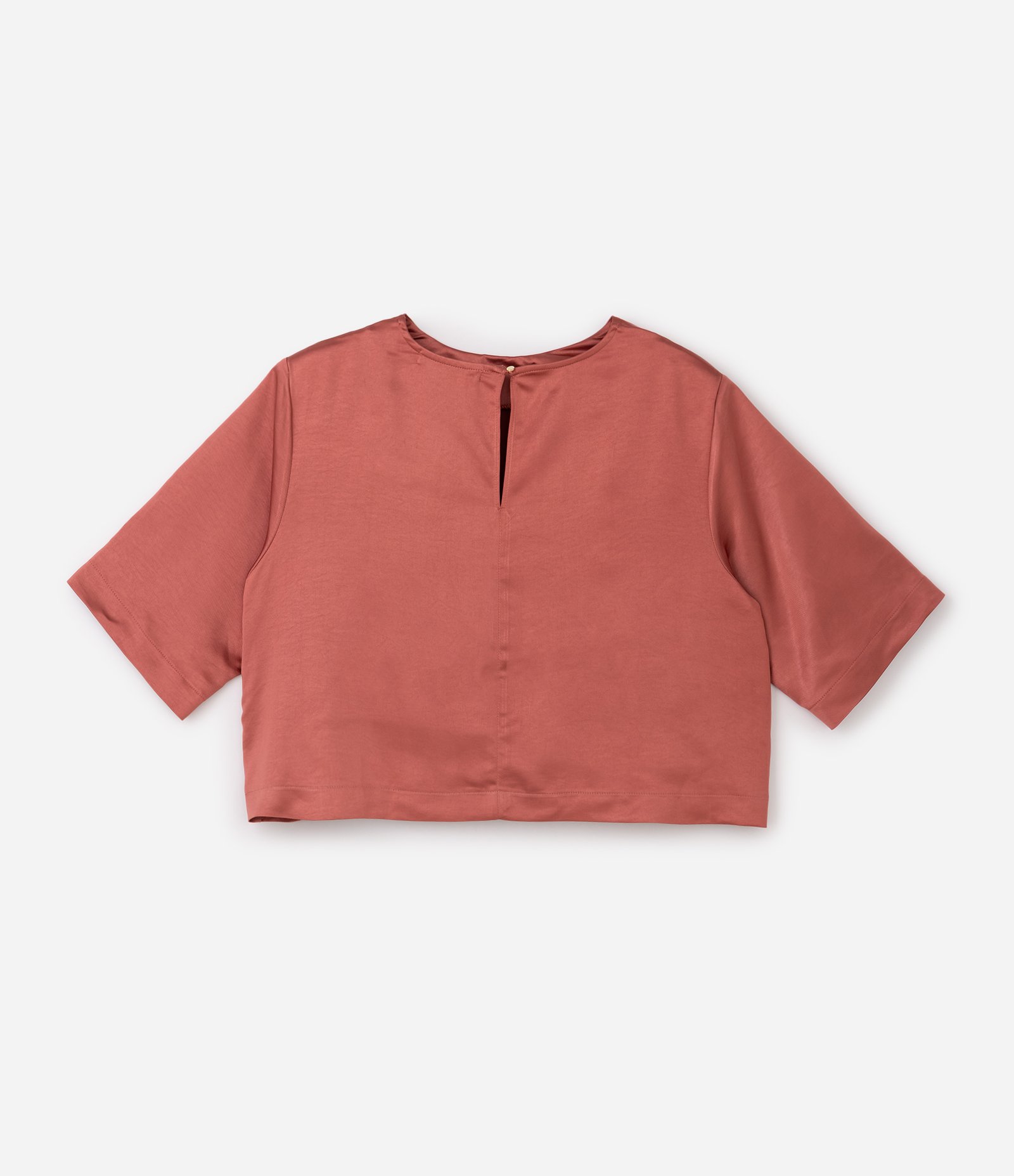 Blusa em Cetim com Ombreiras e Gota nas Costas Curve & Plus Size Salmão 6