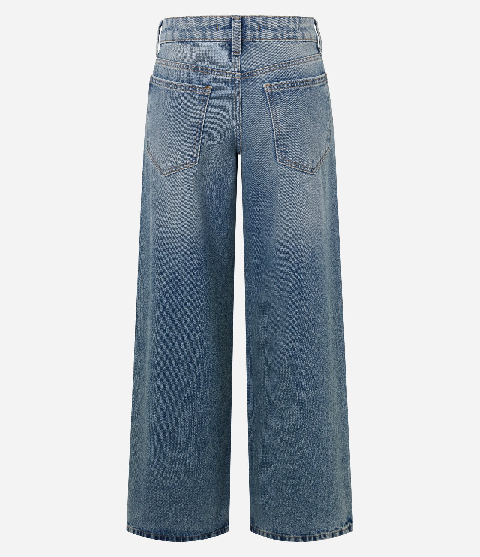 Calça Wide em Jeans com Cintura Baixa e Bolsos Azul 6
