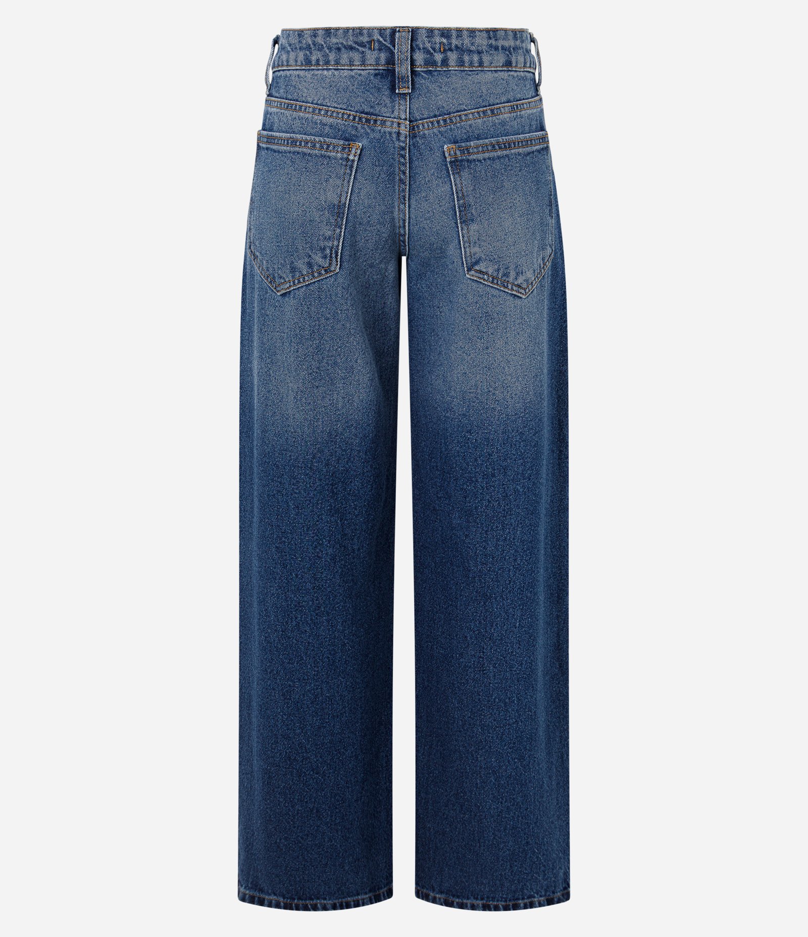 Calça Wide em Jeans com Cintura Baixa e Bolsos Azul Escuro 7