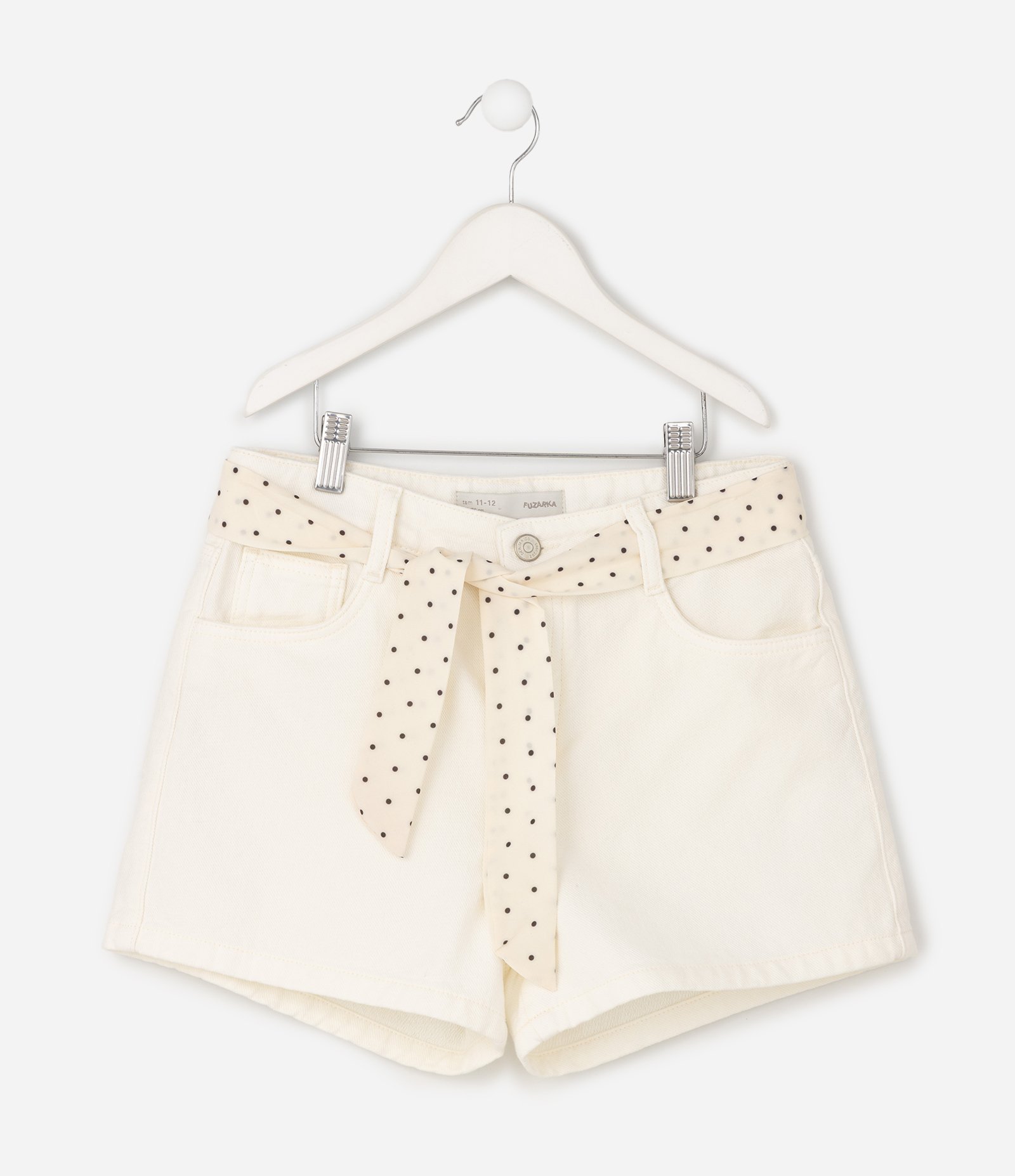 Short jeans Infantil com Cinto - Tam 5 a 16 Anos Branco 2