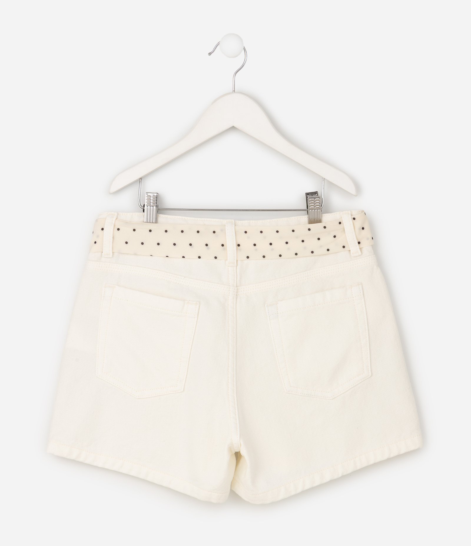 Short jeans Infantil com Cinto - Tam 5 a 16 Anos Branco 3