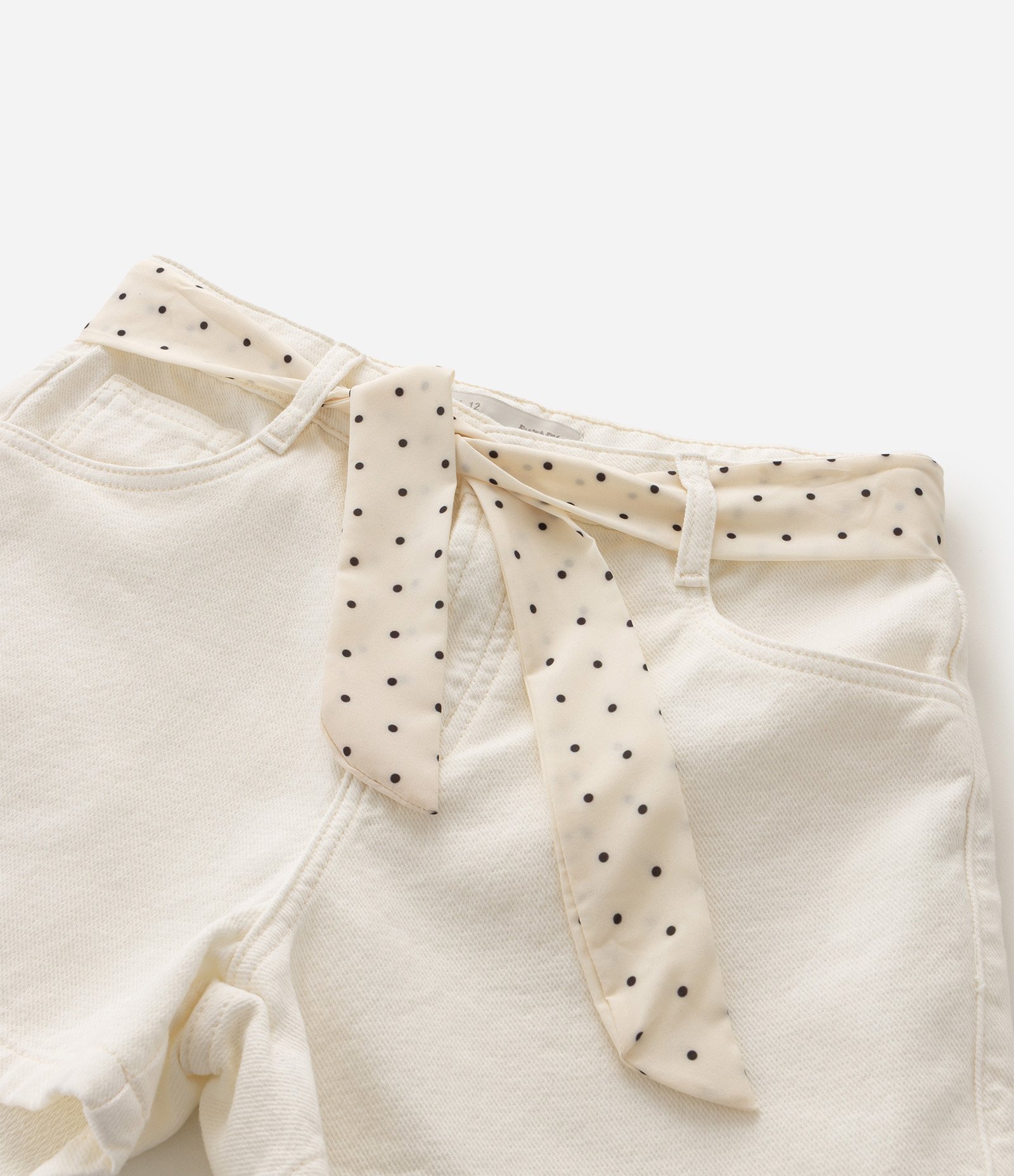 Short jeans Infantil com Cinto - Tam 5 a 16 Anos Branco 5