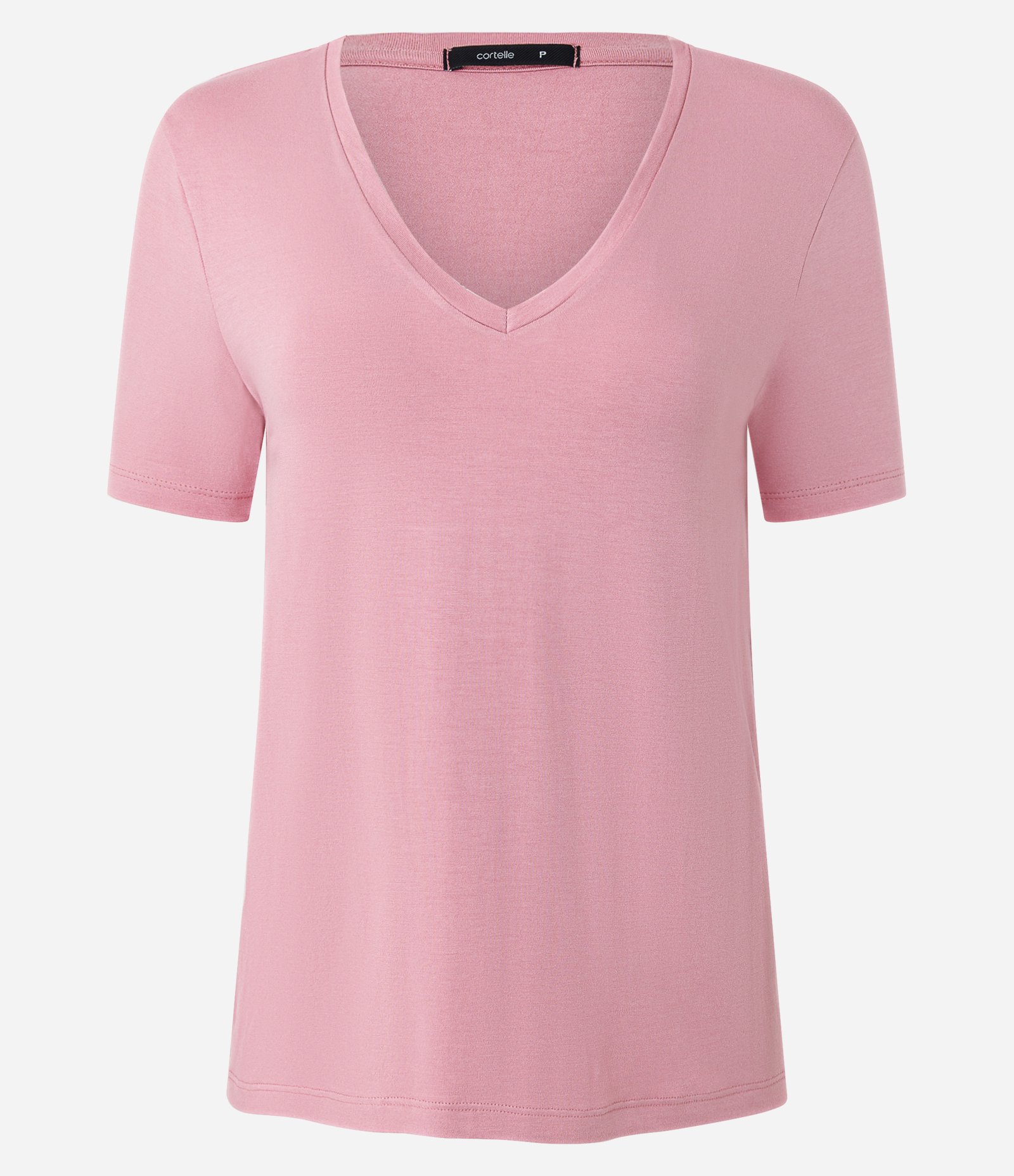 Blusa Básica em Viscose com Decote V Rosa 5