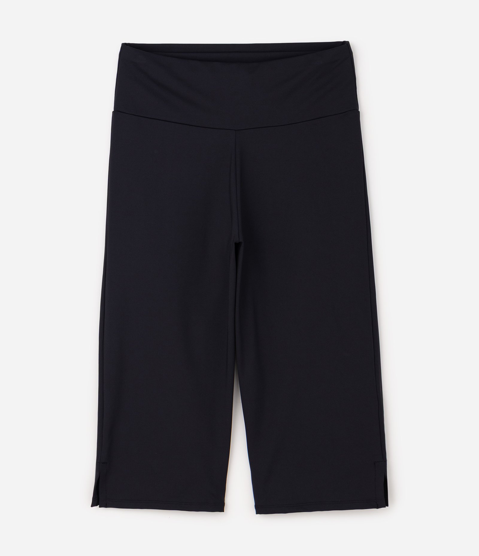 Calça Corsário Esportiva em Poliamida com Cós Largo Curve & Plus Size Preto 1