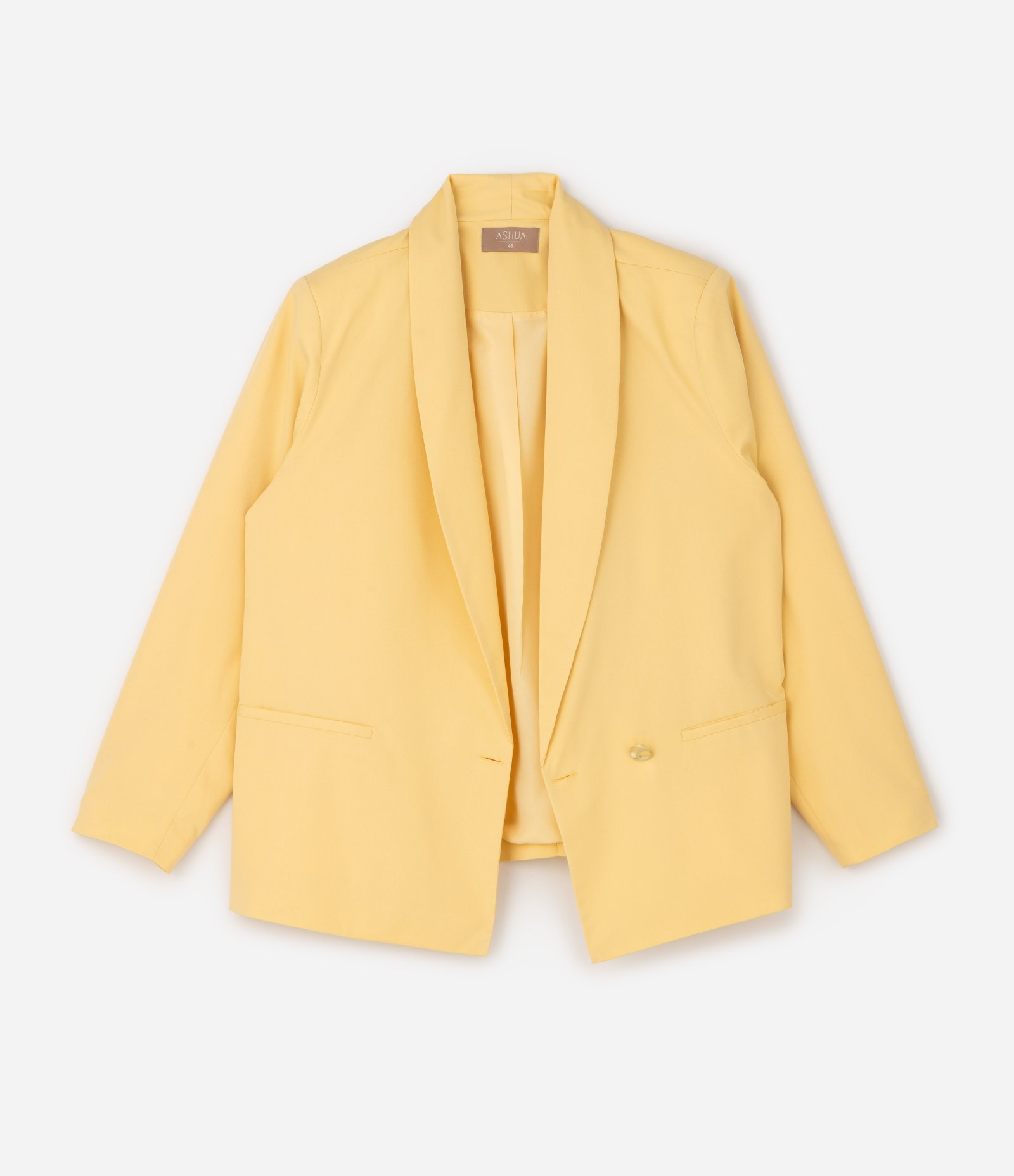 Blazer em Poliviscose Alfaiatado Transpassado Curve & Plus Size Amarelo 5