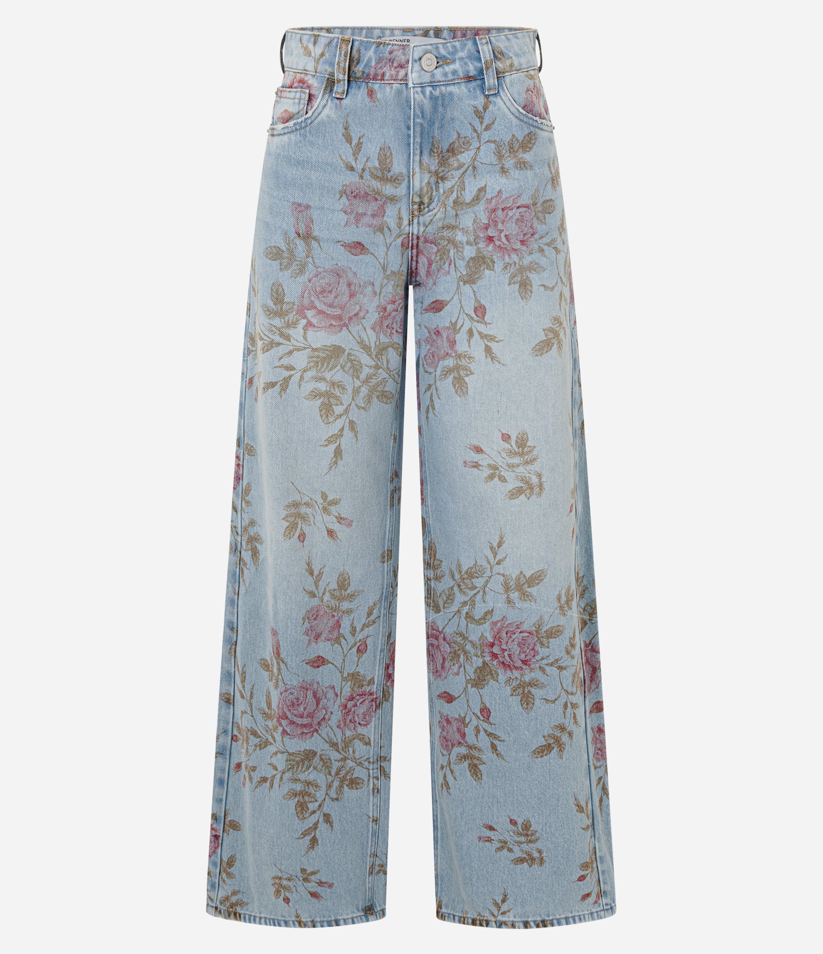 Calça Wide em Jeans com Estampa Floral Azul 5