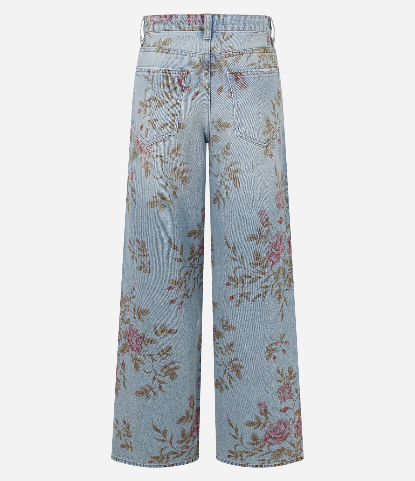 Calça Wide em Jeans com Estampa Floral Azul 6