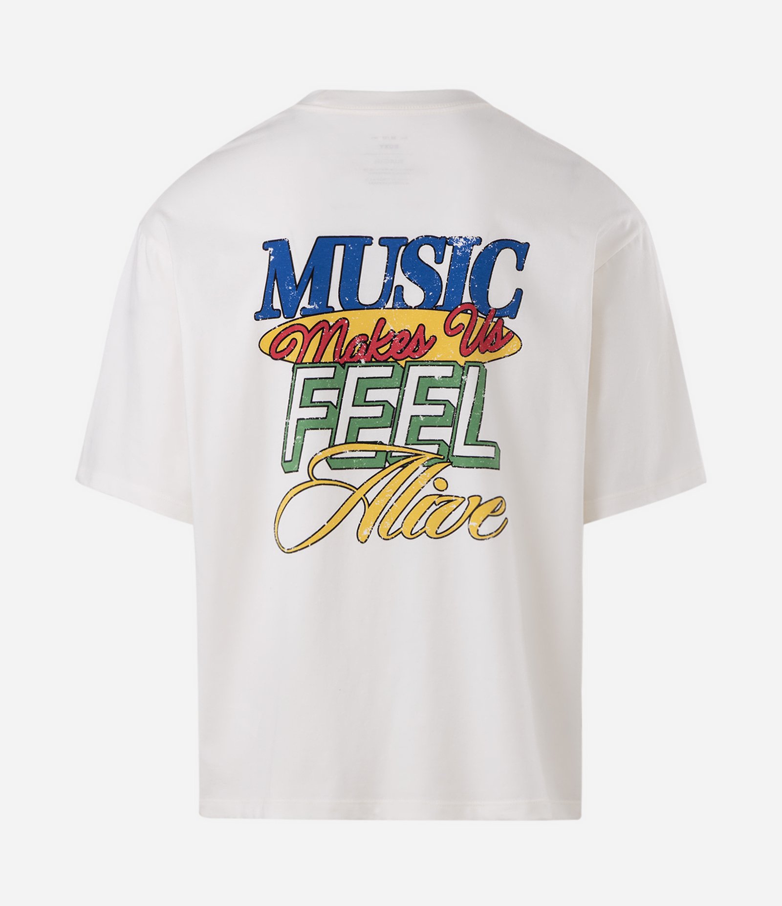 Camiseta Boxy em Algodão com Lettering Music Branco 6