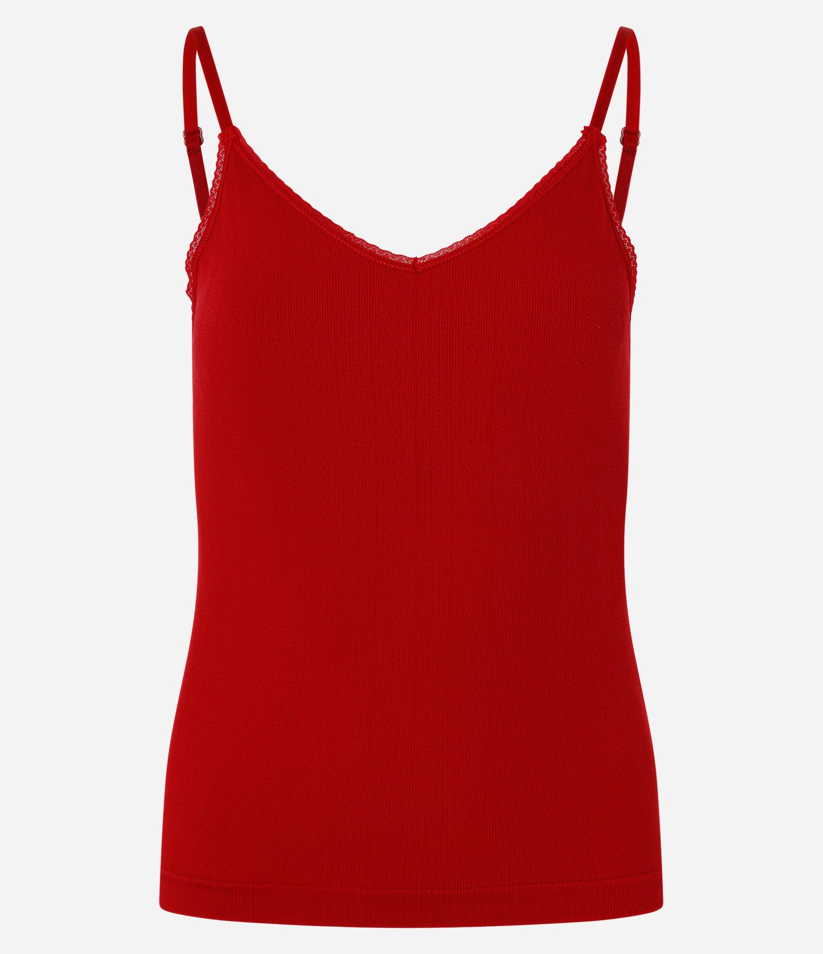 Blusa de Pijama em Viscose Seamless com Busto Duplo e Alças Finas Vermelho 5