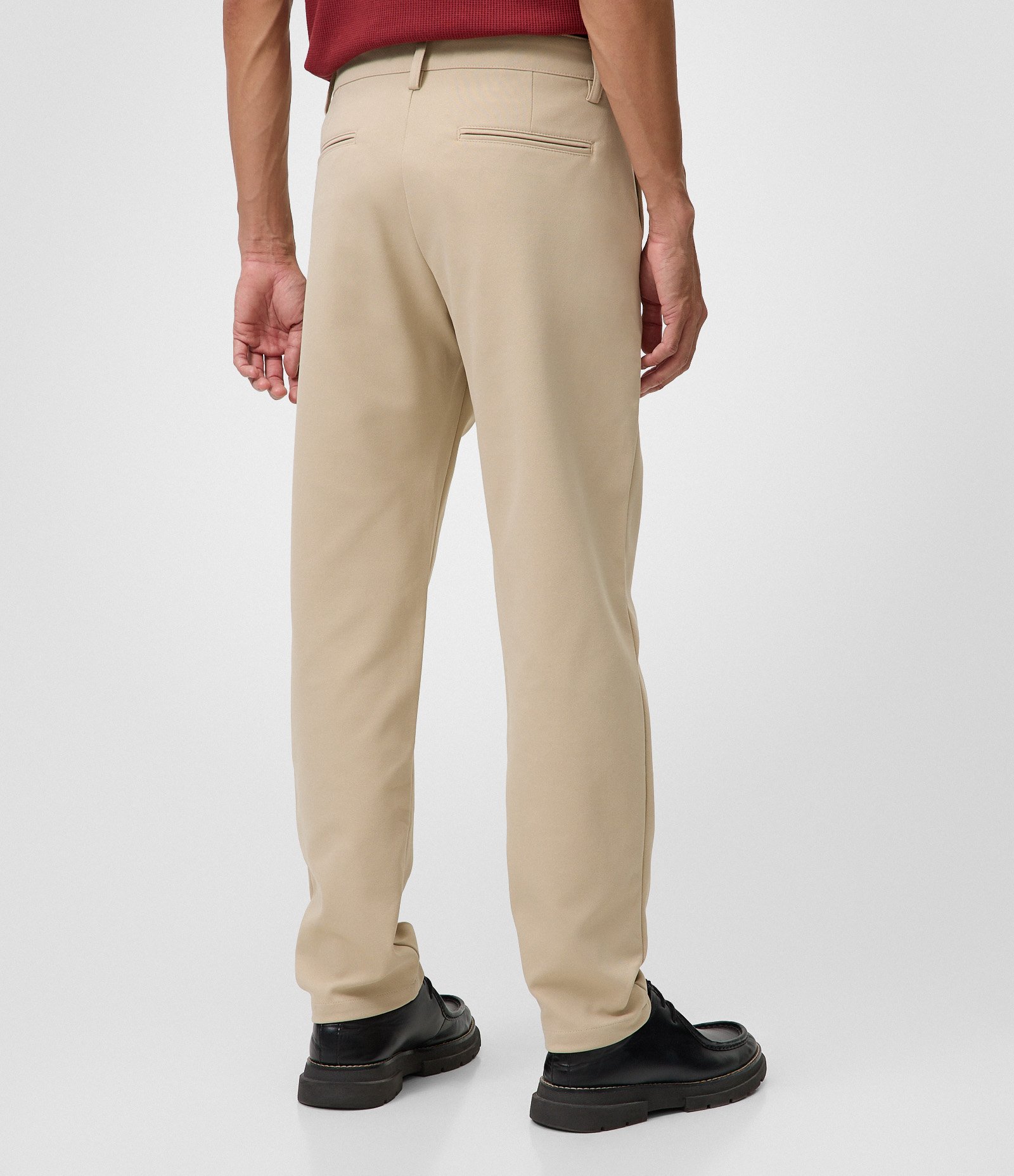 Calça Slim em Sarja Dobby Alfaiatada Bege 3