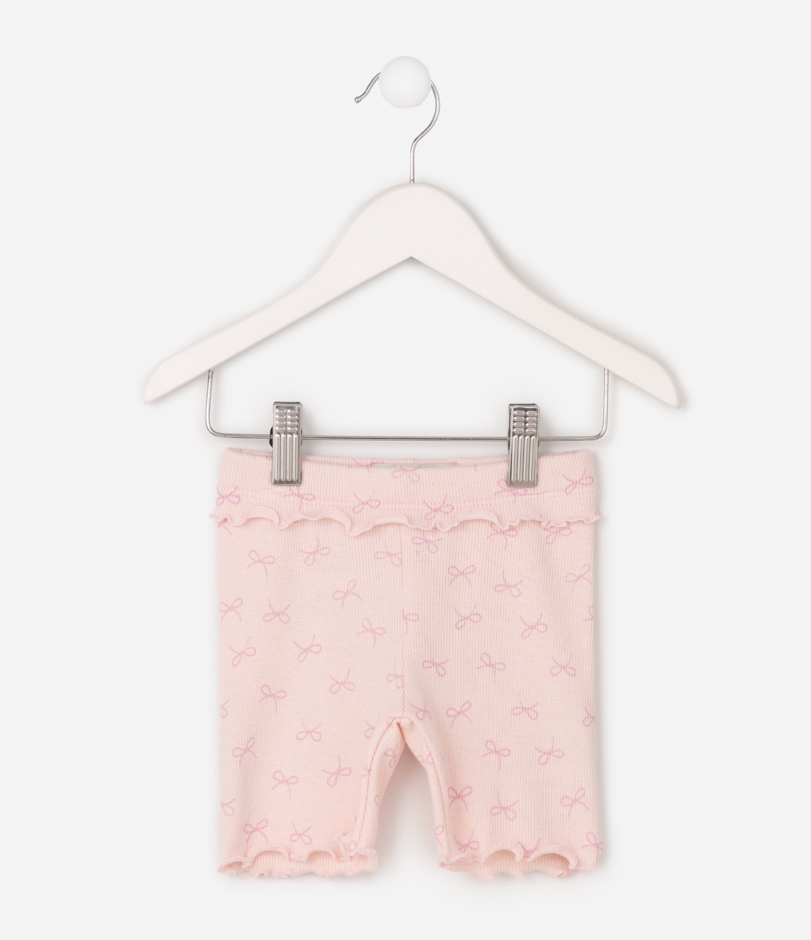 Short Infantil Ribana table em rib com frufru na barra e babadinho no cós Lacos 1-5-6 Rosa 4