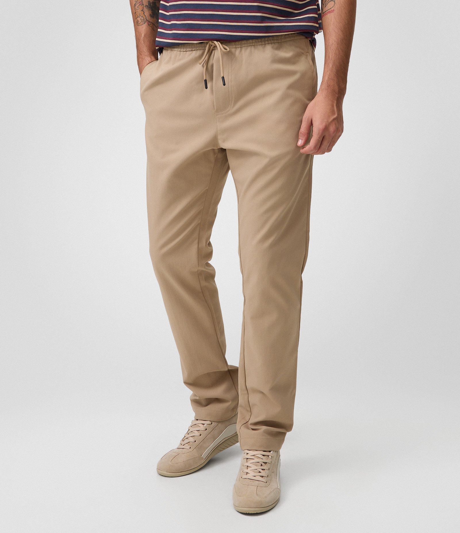 Calça Relaxed Sarja com Cós Elástico Bege 2