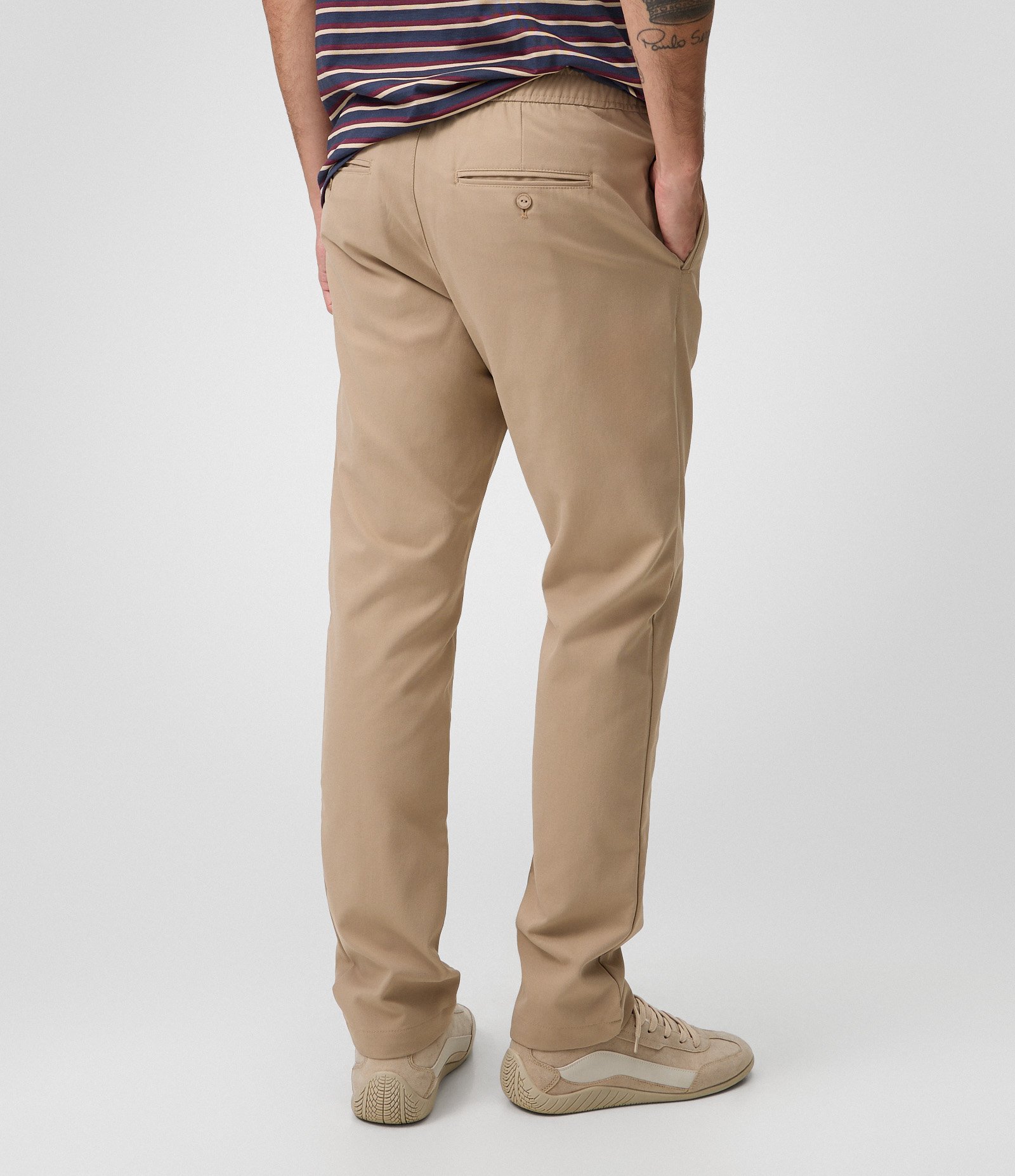 Calça Relaxed Sarja com Cós Elástico Bege 3