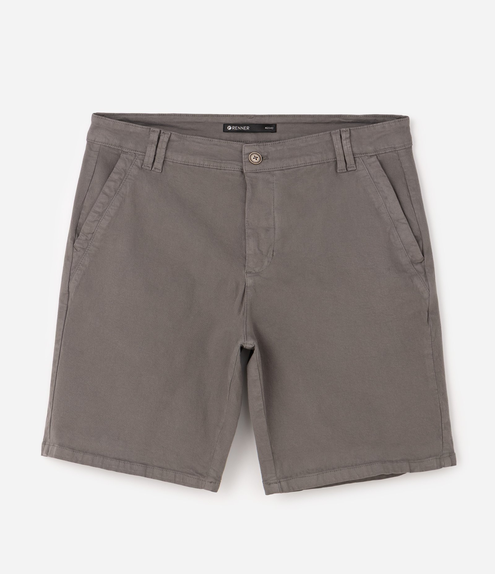 Bermuda Reta em Sarja 50cm Cinza 5