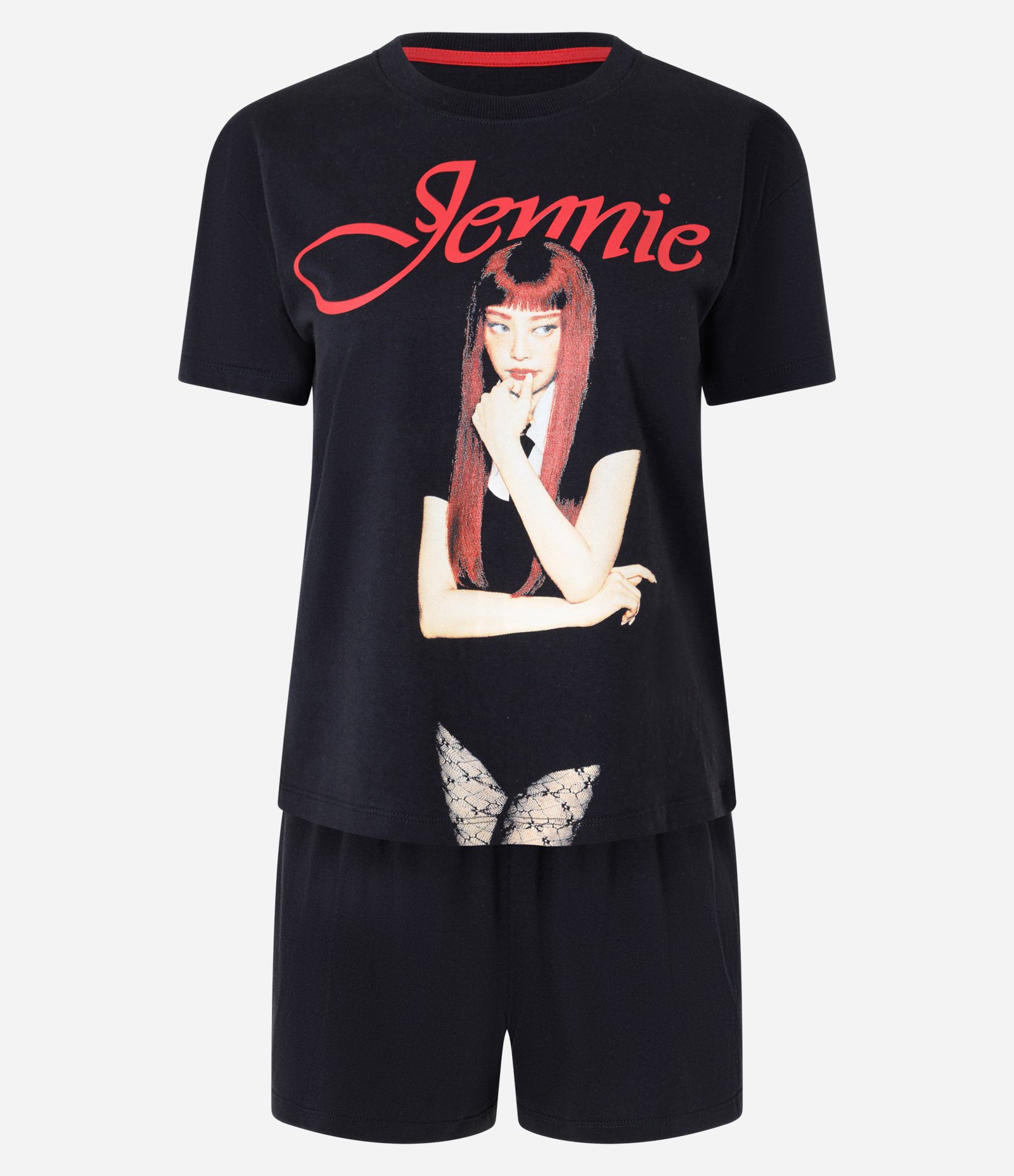 Pijama Curto em Algodão com Estampa Jennie Ruby Preto 5