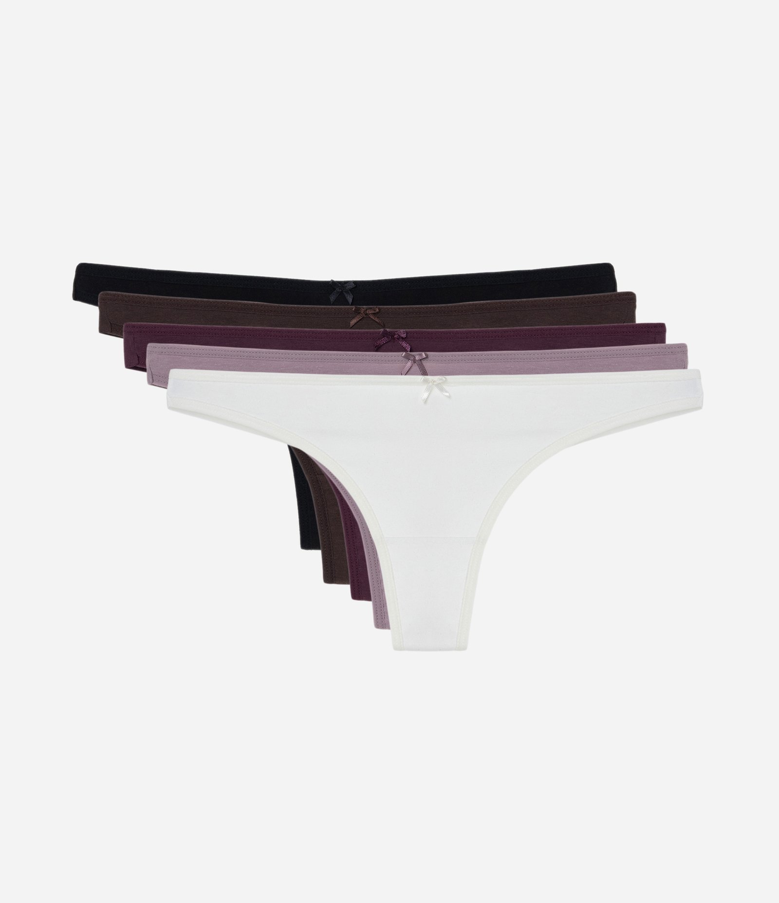Kit 05 Calcinhas Biquíni Fio Duplo em Algodão Branco/Lilás/Roxo/Cinza/Preto 1