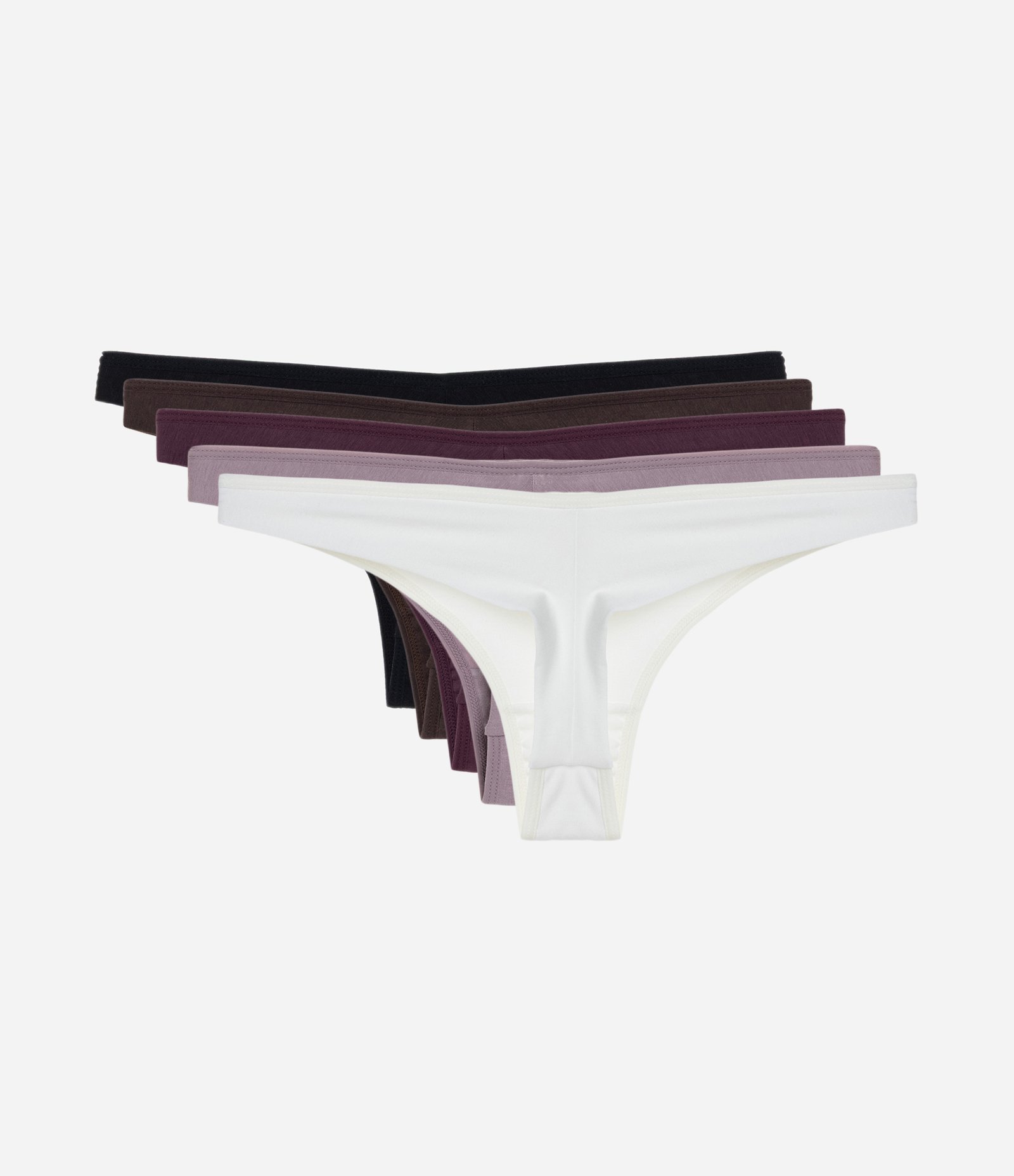 Kit 05 Calcinhas Biquíni Fio Duplo em Algodão Branco/Lilás/Roxo/Cinza/Preto 2