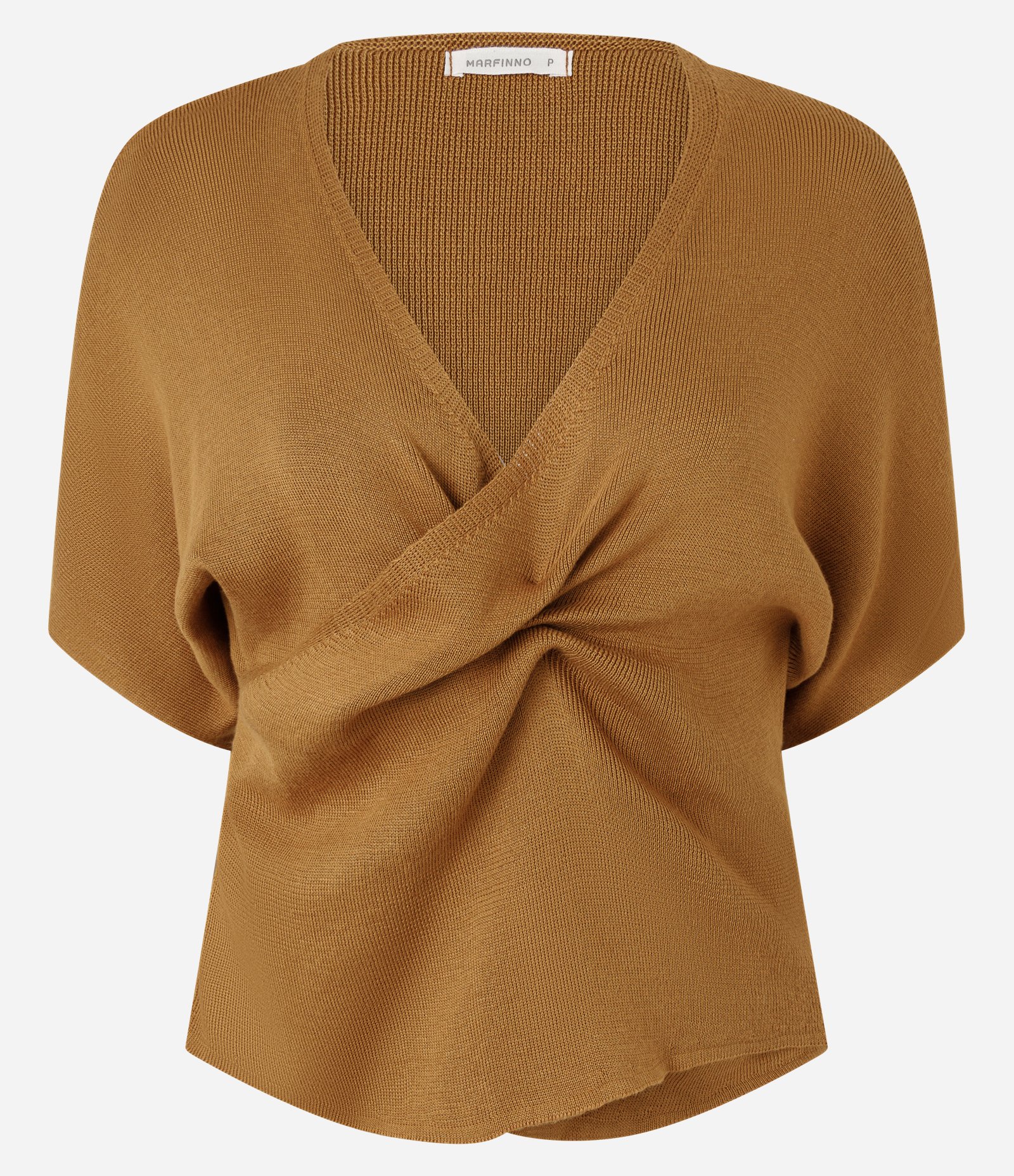 Blusa em Tricô com Decote Transpassado Marrom 5