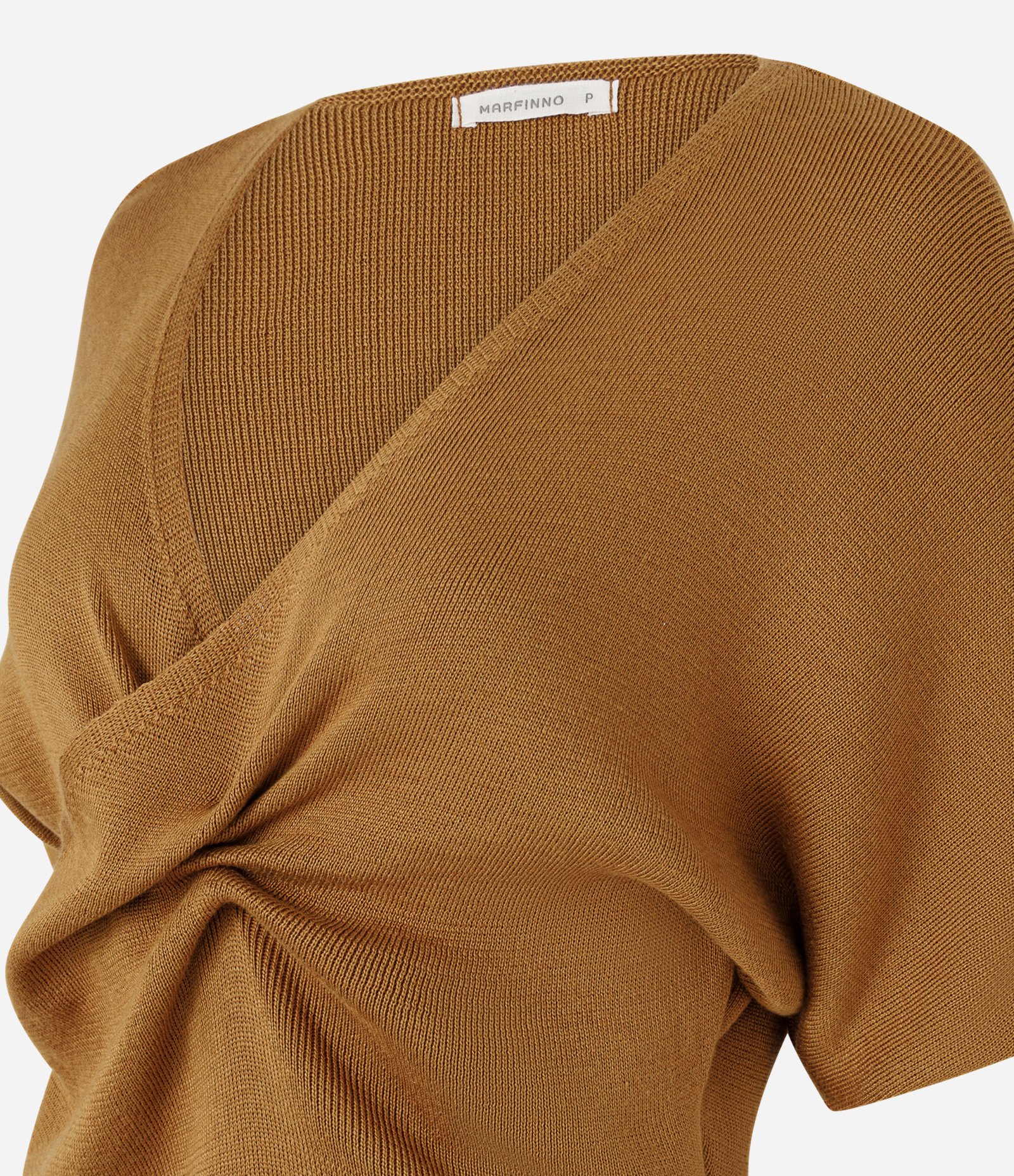 Blusa em Tricô com Decote Transpassado Marrom 6