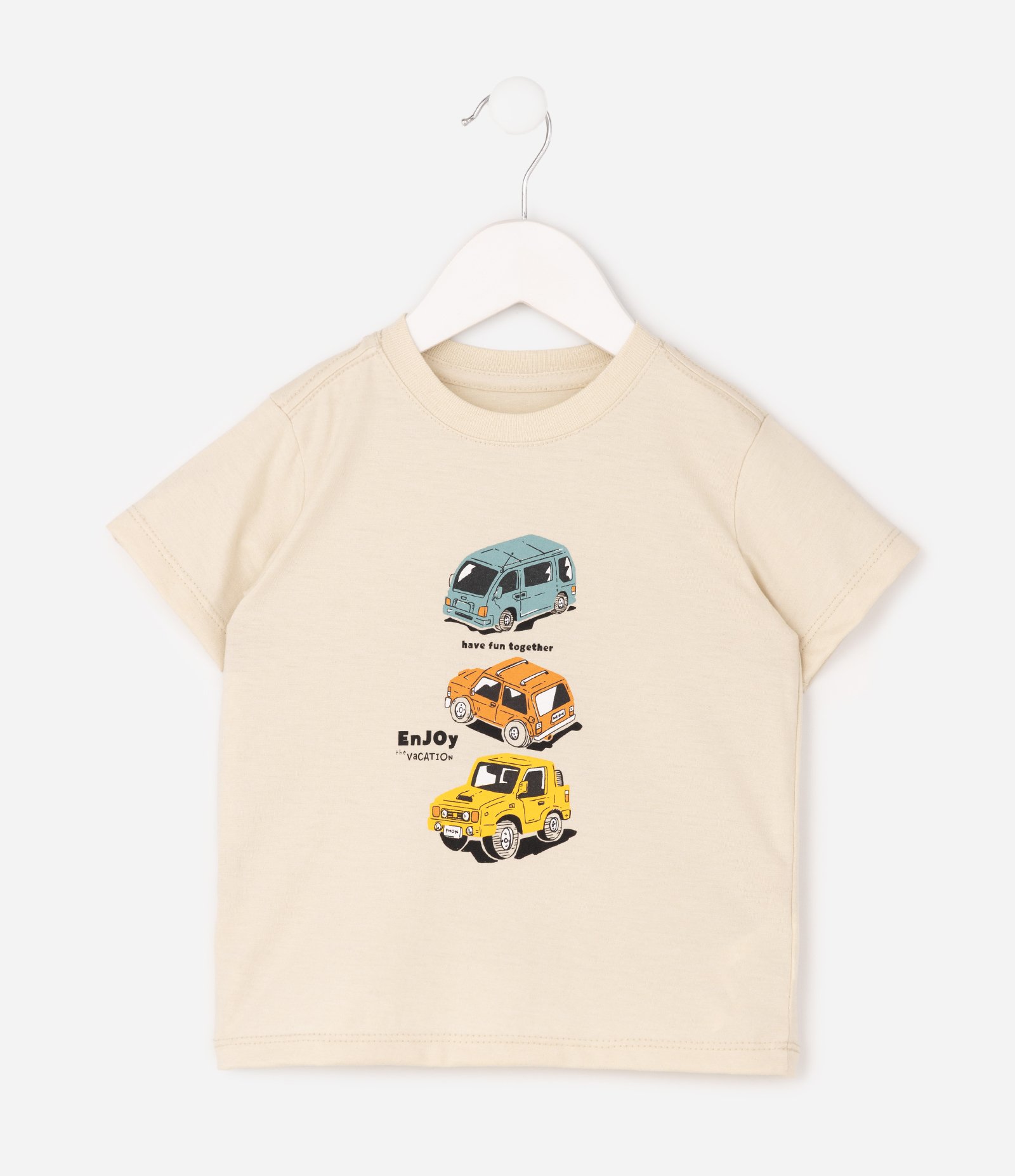 Camiseta Infantil Em Algodão Estampa Carros -Tam 1 a 6 Anos Bege 7
