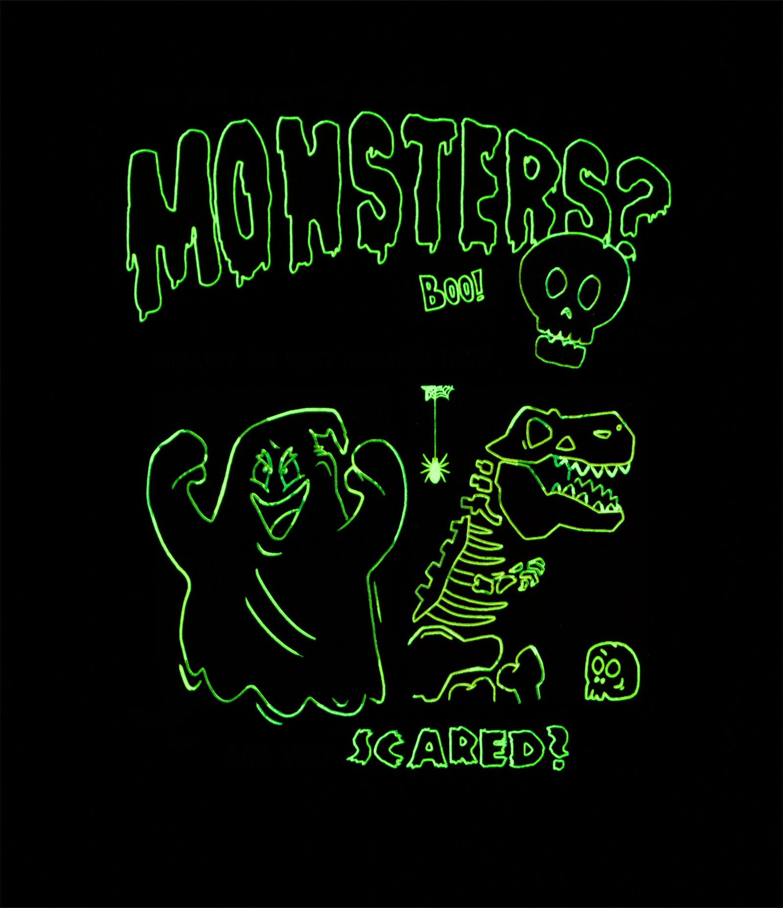 Camiseta Infantil Monsters Brilha no Escuro - Tam 1 a 6 Anos Preto 7