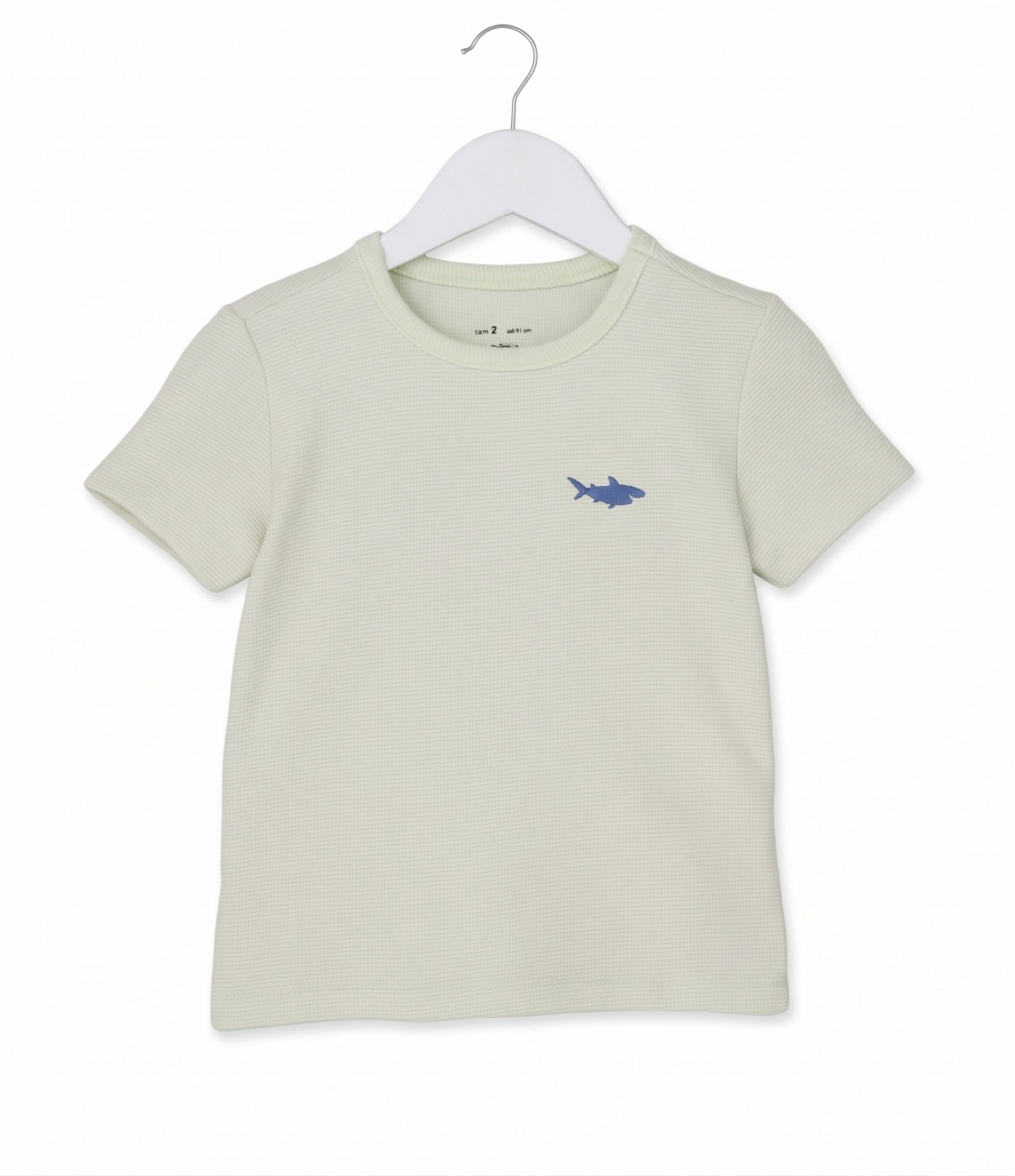 Camiseta Infantil Texturizada e Bordado de Tubarão - Tam 1 a 6 anos Verde 1